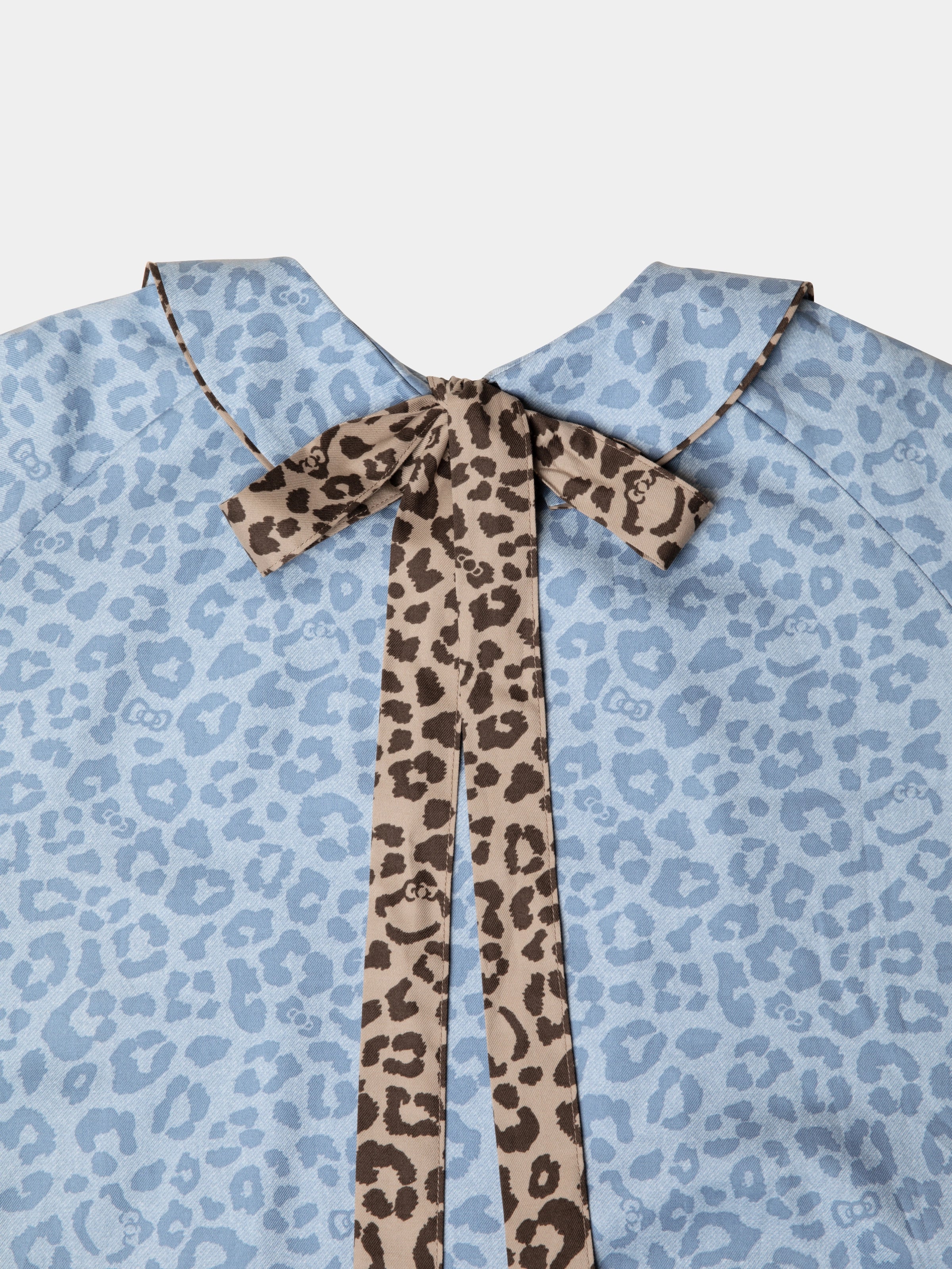 "Hello Kitty" Tencel Cotton Blend Short Sleeve Skirt – Denim Leopard