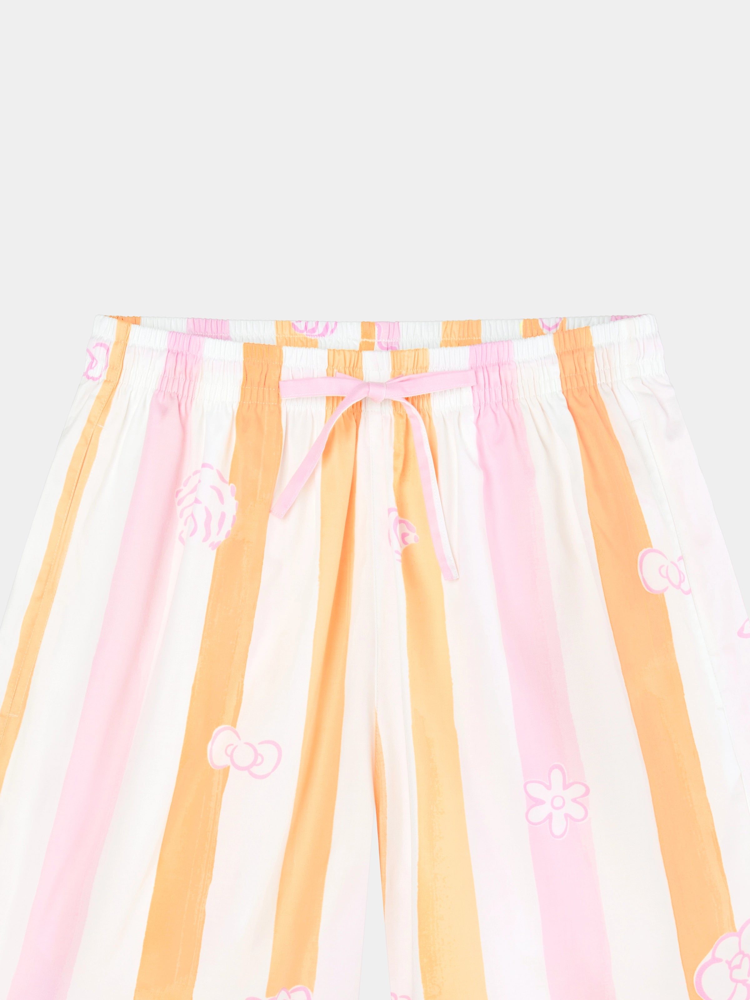 "Hello Kitty" Tencel Cotton Blend Loungewear Set Short Sleeve & Shorts – Coral Pink