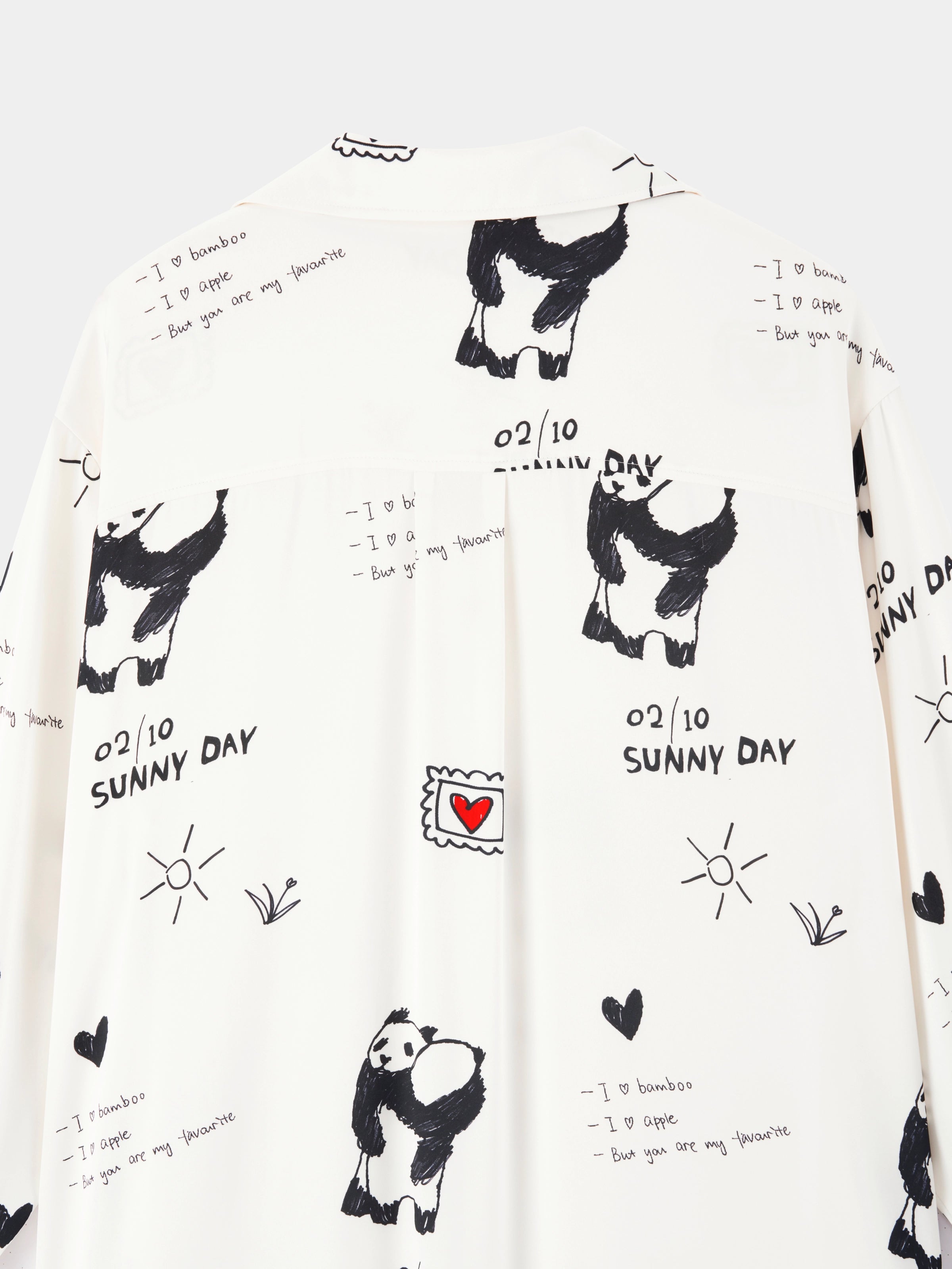 "Panda PomPom" Satin Nightgown Flipped