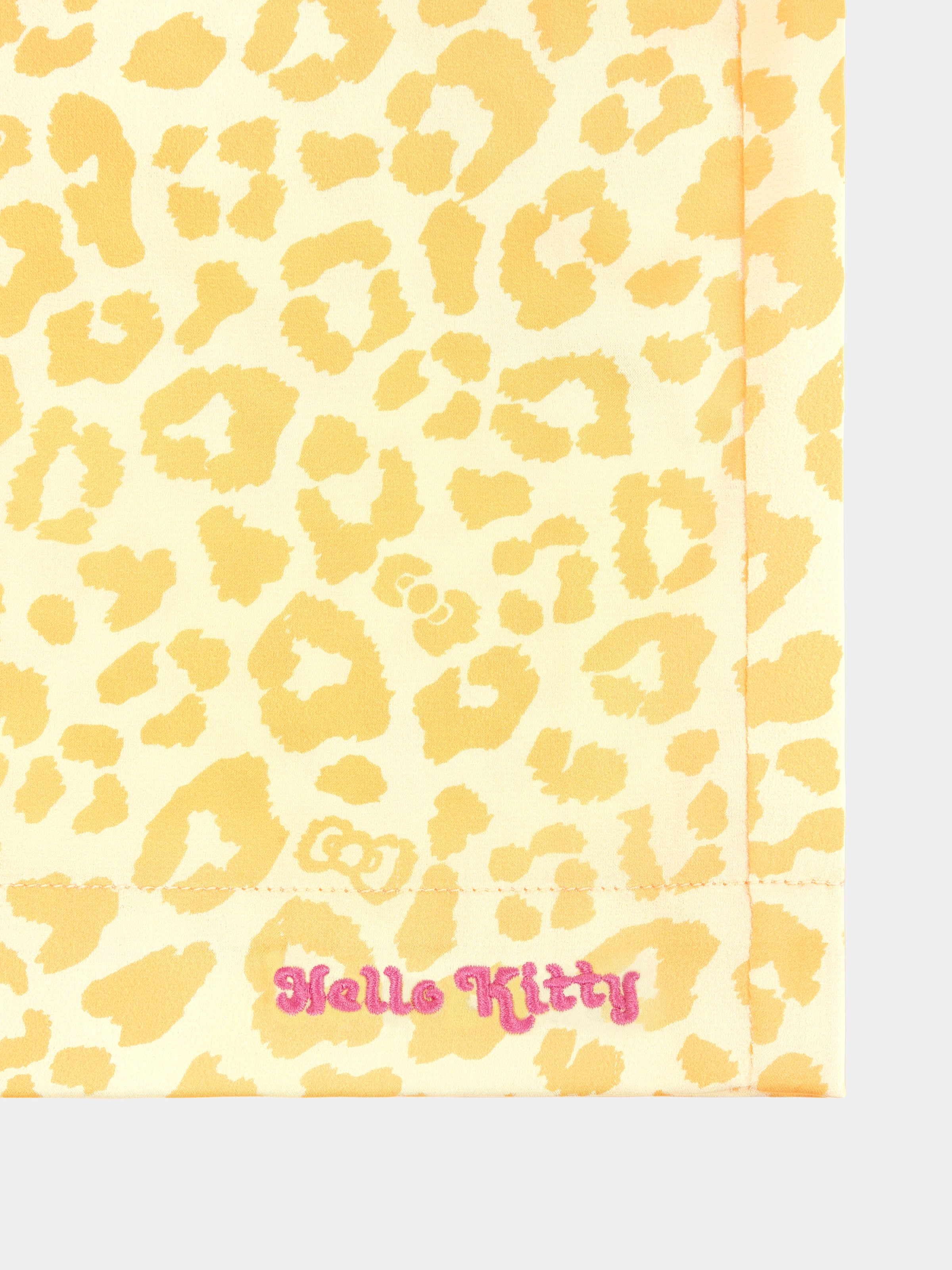 "Hello Kitty" Satin Loungewear Set Short Sleeve & Shorts – Sunbeam Leopard