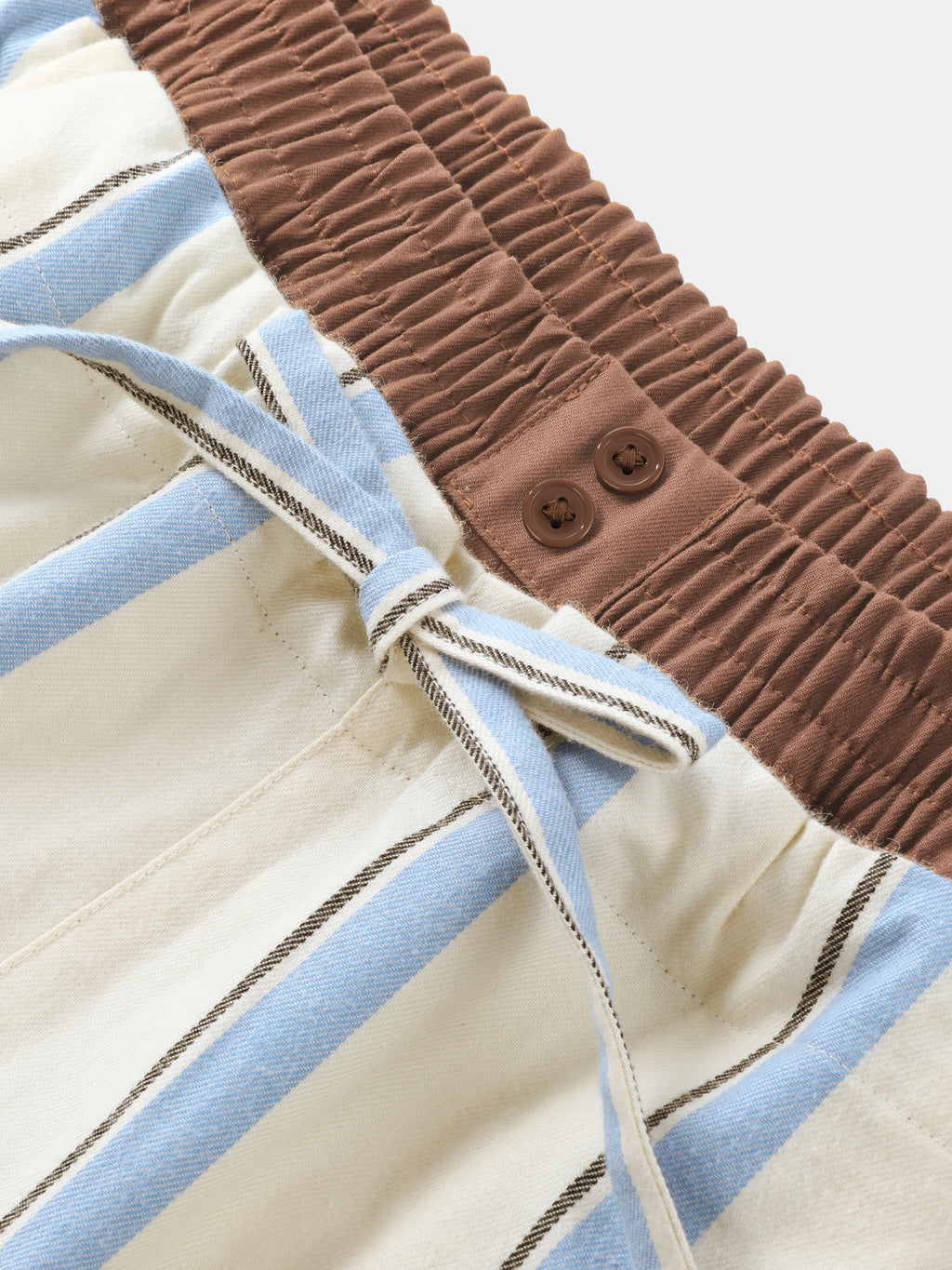 “Urban Jungle” Thickened Cotton Flannel Loungewear Set Blue and White Stripes