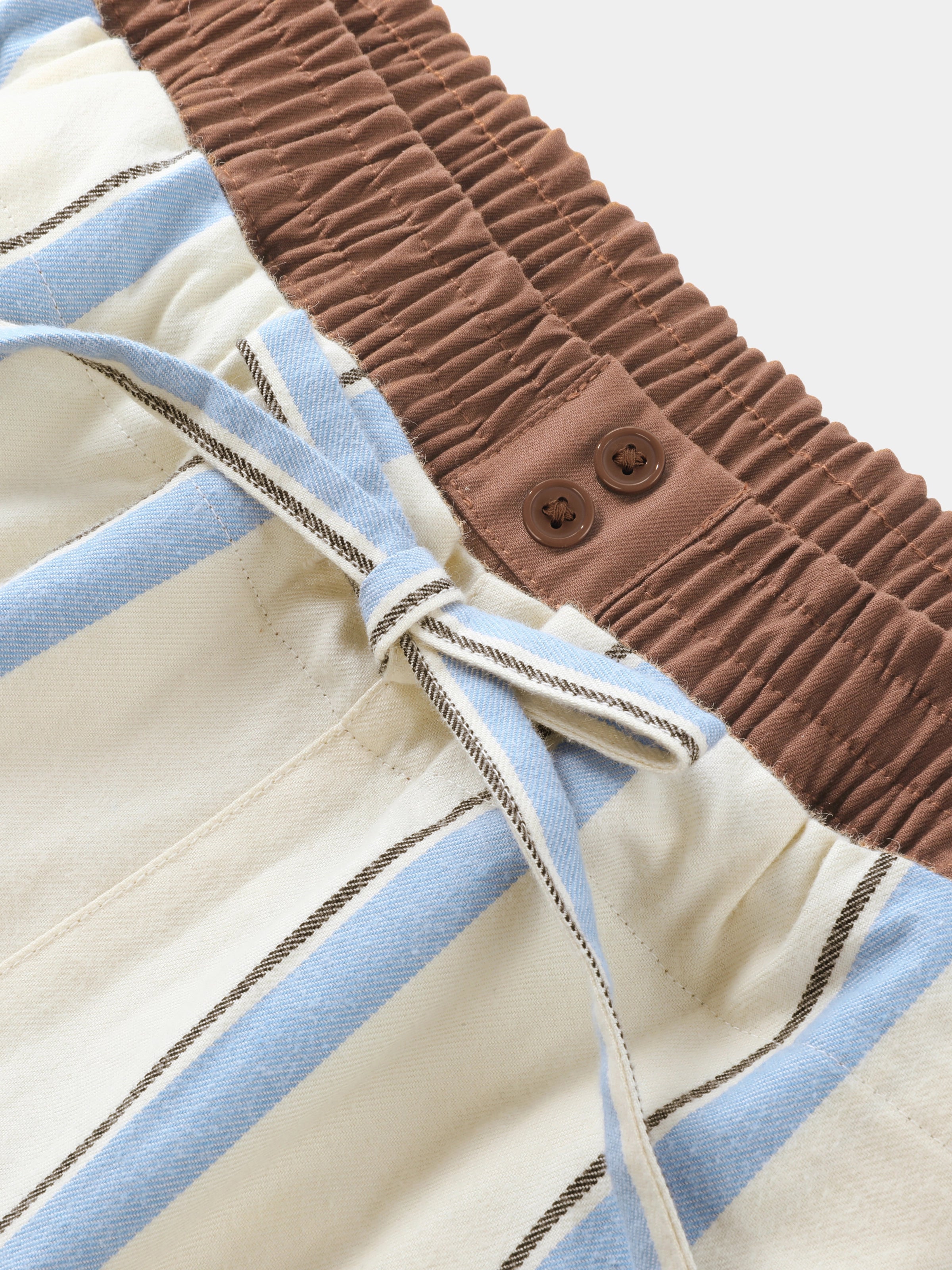“Urban Jungle” Thickened Cotton Flannel Loungewear Set Blue and White Stripes