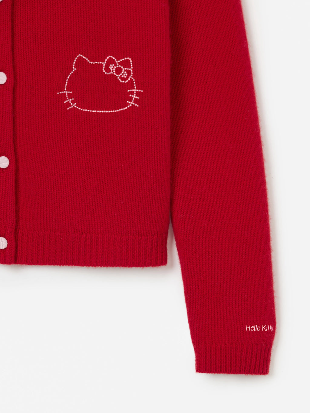 "Hello Kitty" Wool Cashmere Blend Cardigan – Red