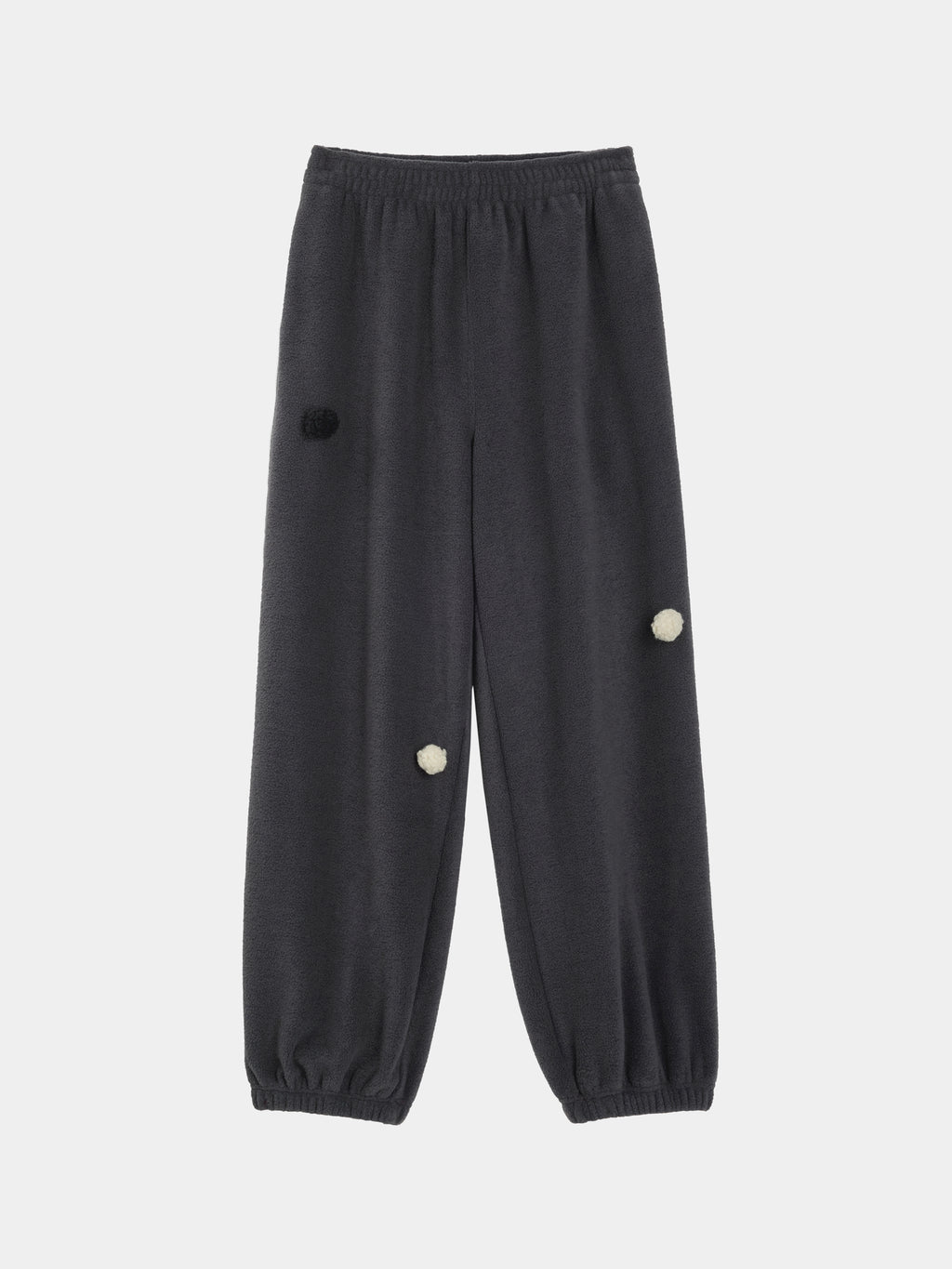 "panda pompom" Polar Fleece Pullover Loungewear Set Long Sleeve – Ink Black