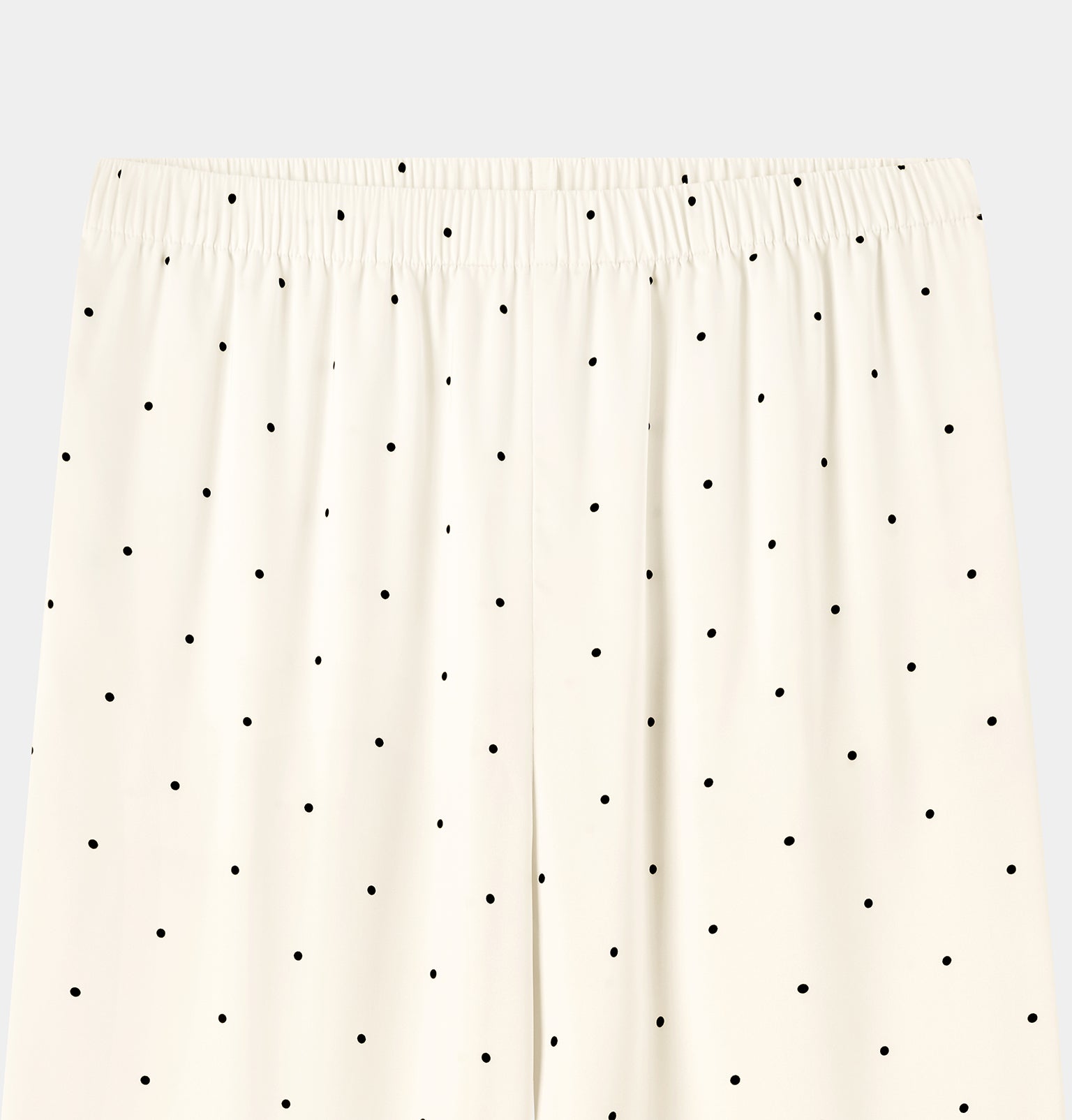"Panda PomPom" Chinese-Style Satin Loungewear Set – White Polka Dot