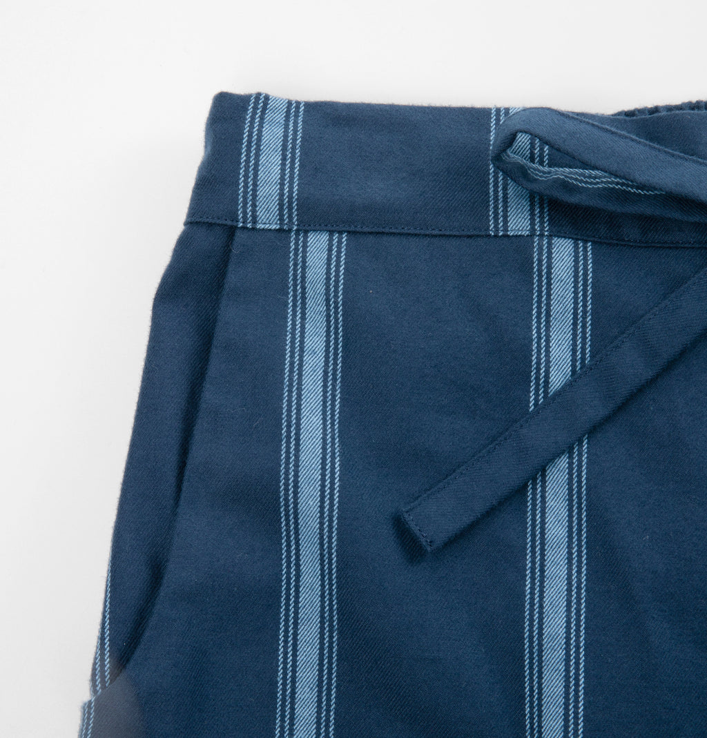 “Urban Jungle” Thickened Cotton Flannel Loungewear Set Dark Blue Stripes