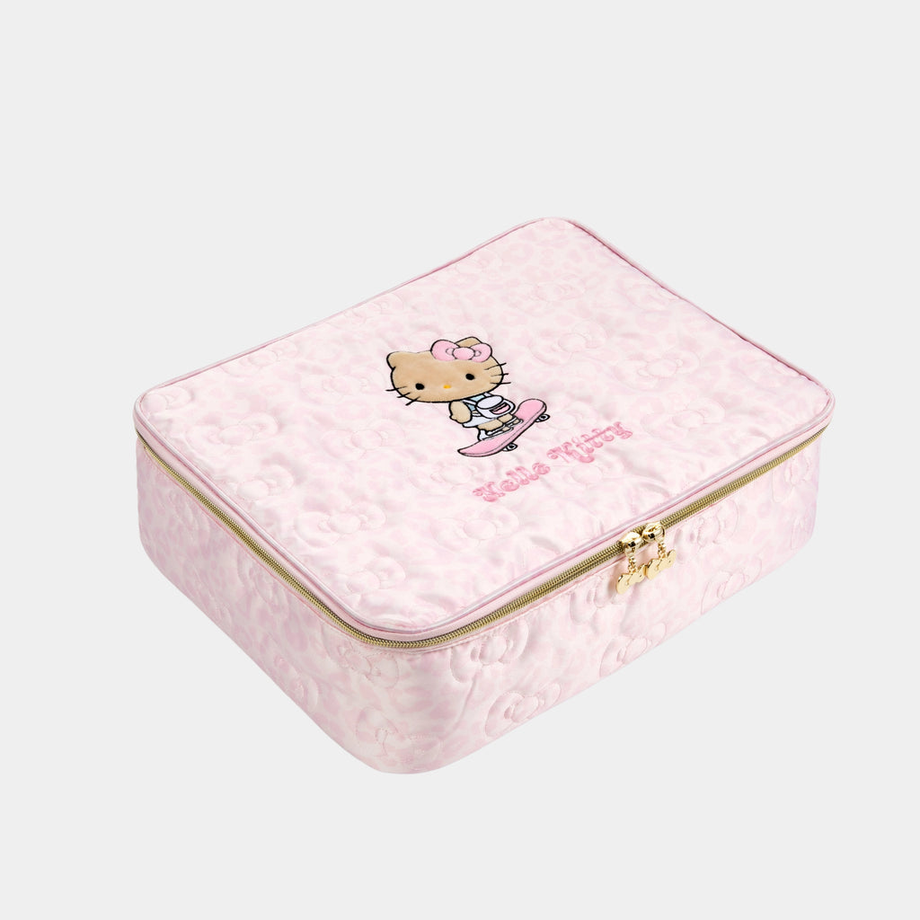 "Hello Kitty" Large Quilted Travel Storage Bag – Pink Leopard