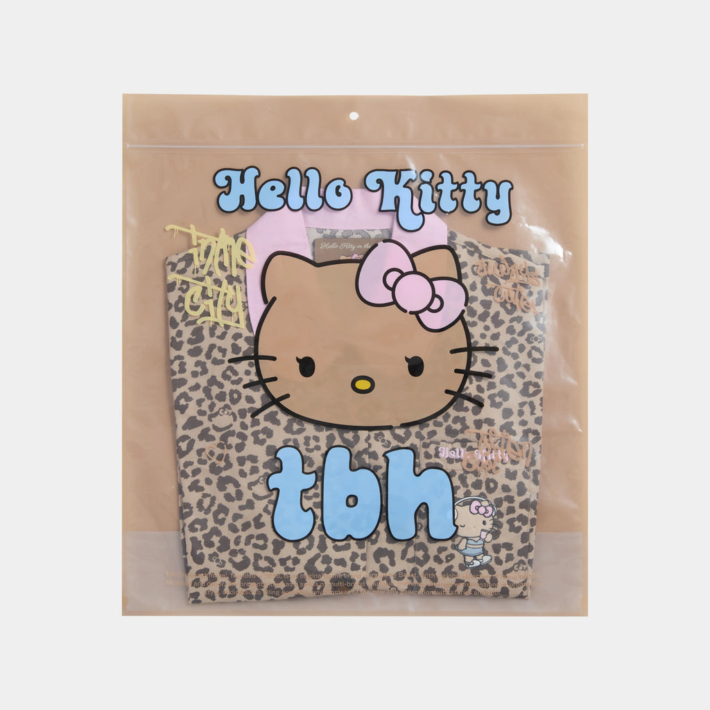 "Hello Kitty" Tencel Cotton Blend Short Sleeve Loungewear Set – Leopard