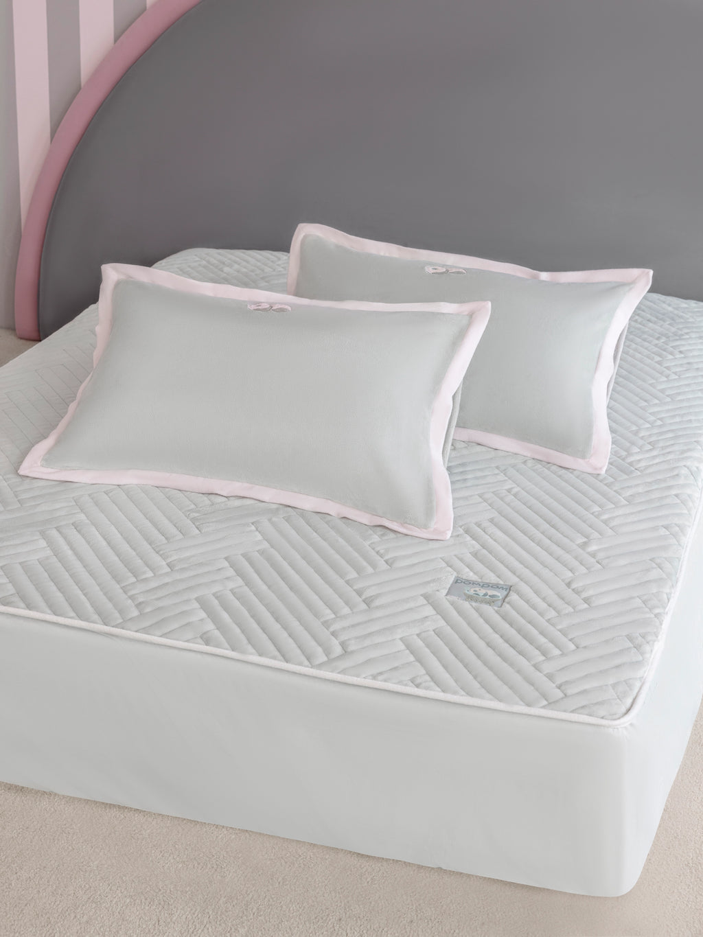 "Panda PomPom" Micro Flannel Mattress Protector Set