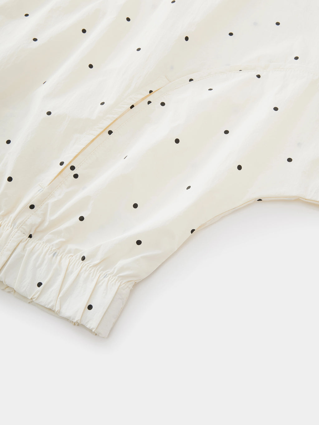 "Panda PomPom" Sun-pretective Round Neck Outdoor Jacket White Polka Dot