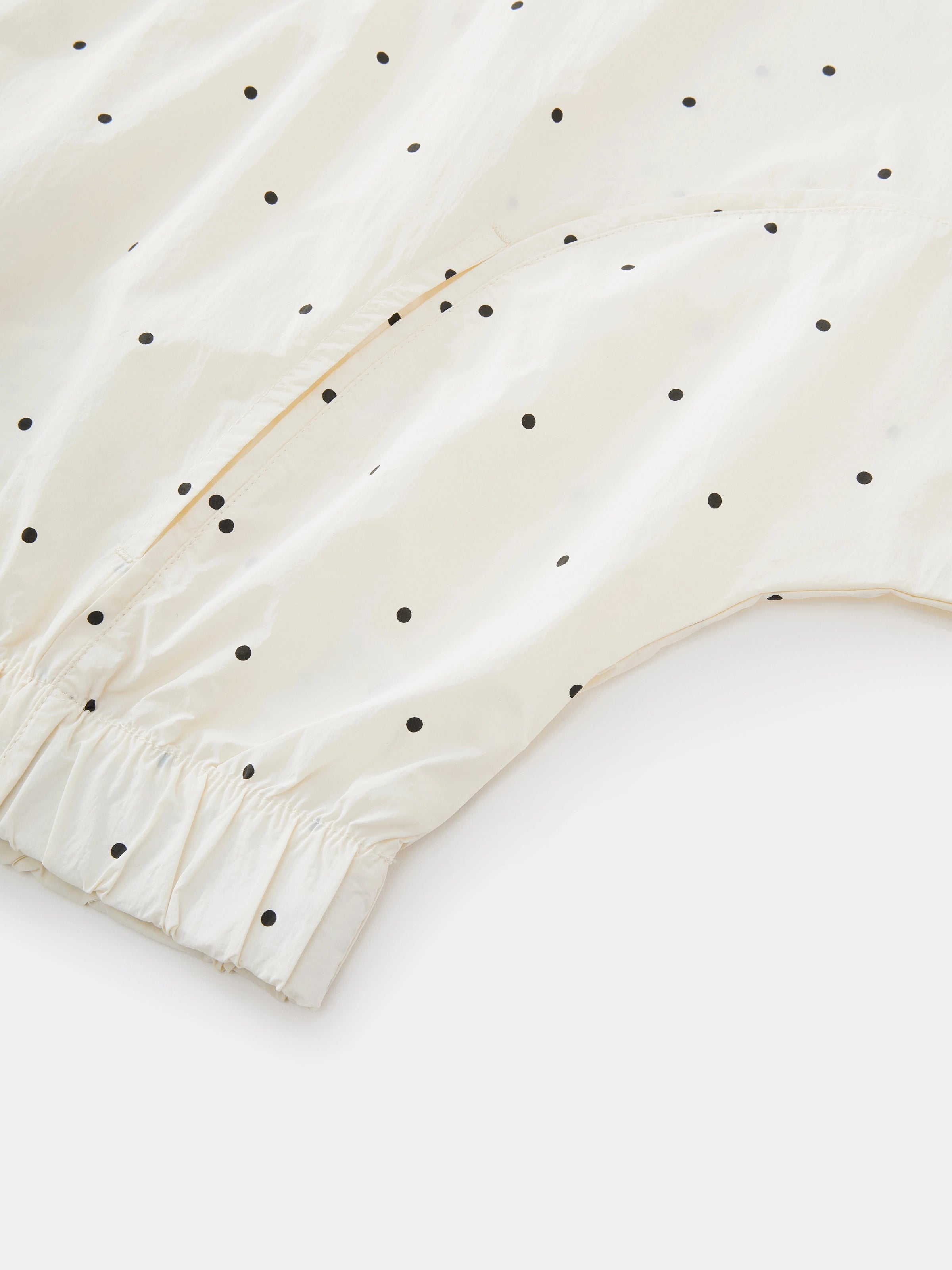 "Panda PomPom" Sun-pretective Round Neck Outdoor Jacket White Polka Dot