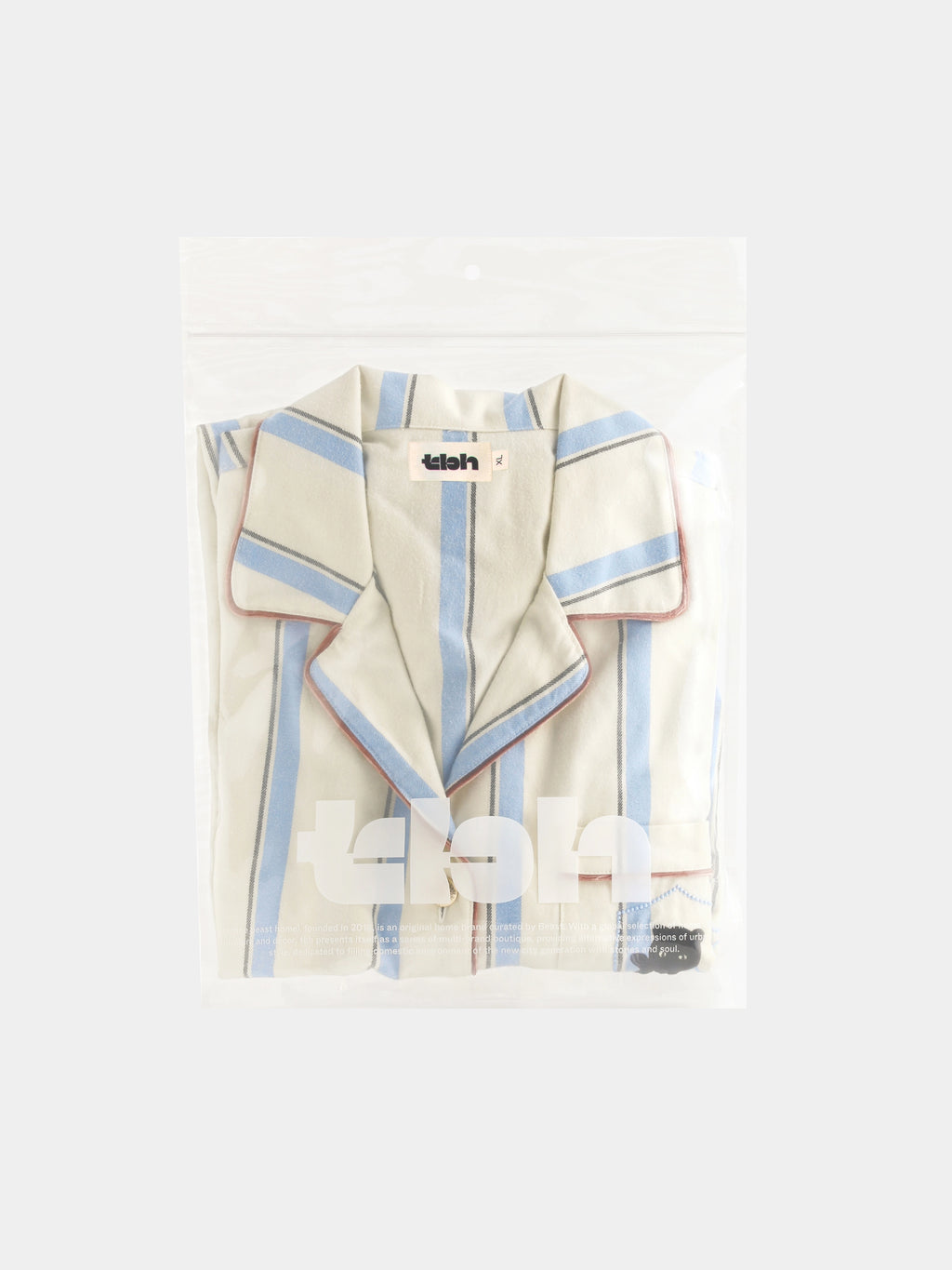 “Urban Jungle” Thickened Cotton Flannel Loungewear Set Blue and White Stripes