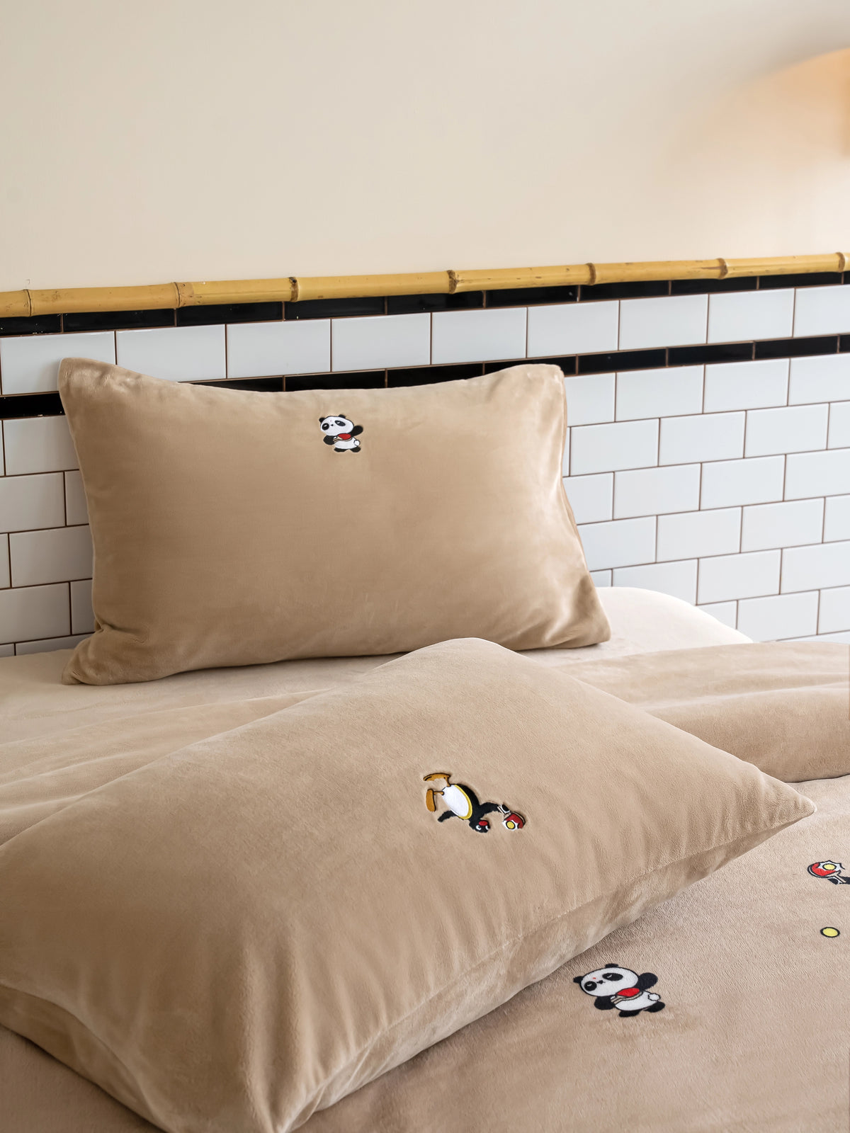 PIN!POM! Flannel Bedding Set – Brown