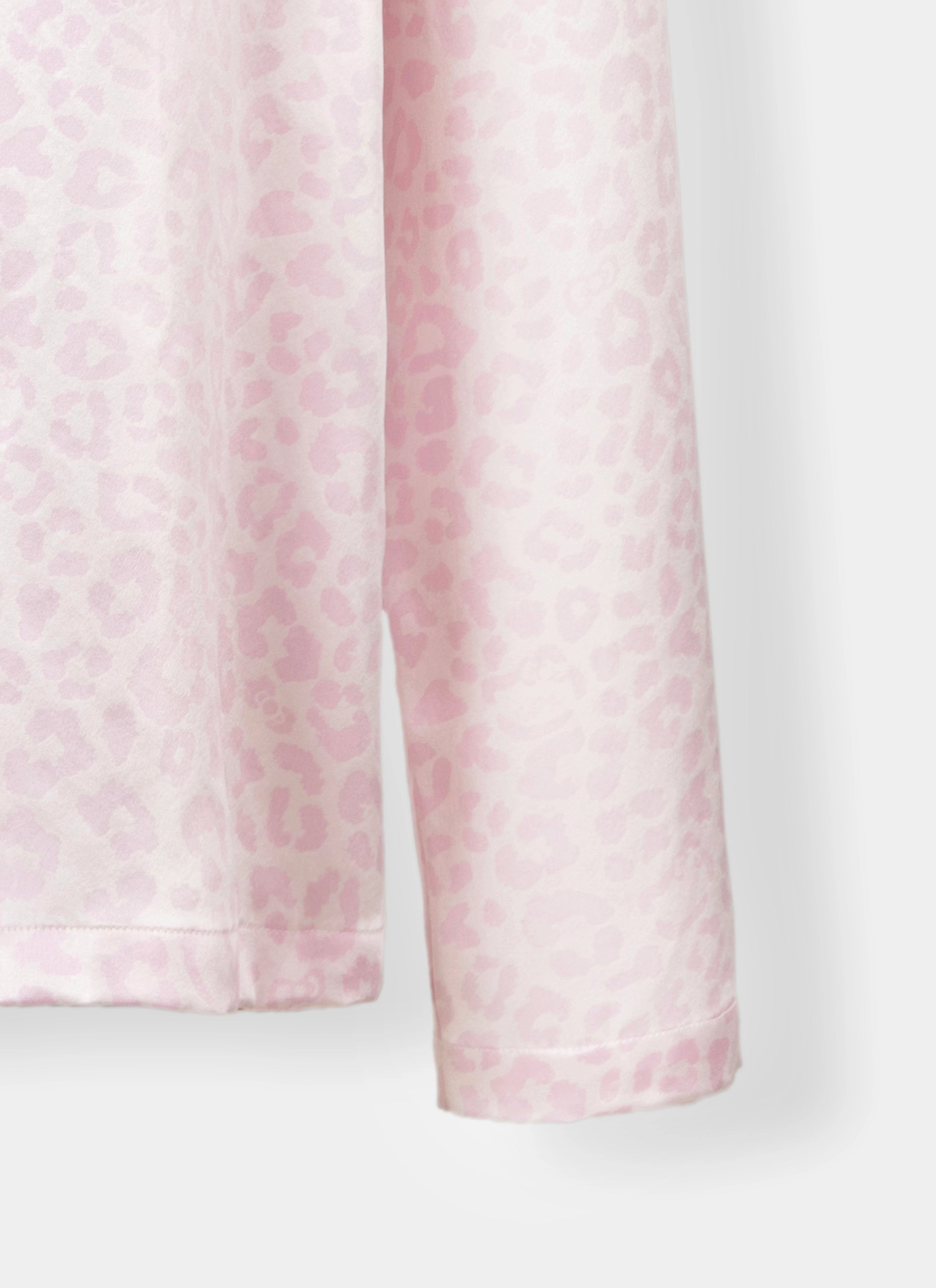 "Hello Kitty" Premium Heavy Mulberry Silk Loungewear Set – Pink Leopard