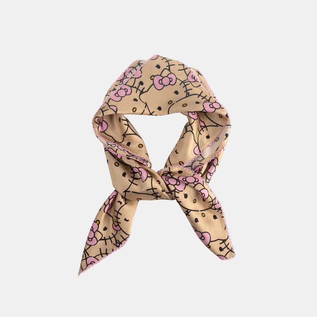 "Hello Kitty" Premium Heavy Mulberry Silk Square Scarf – Hello Kitty Pattern