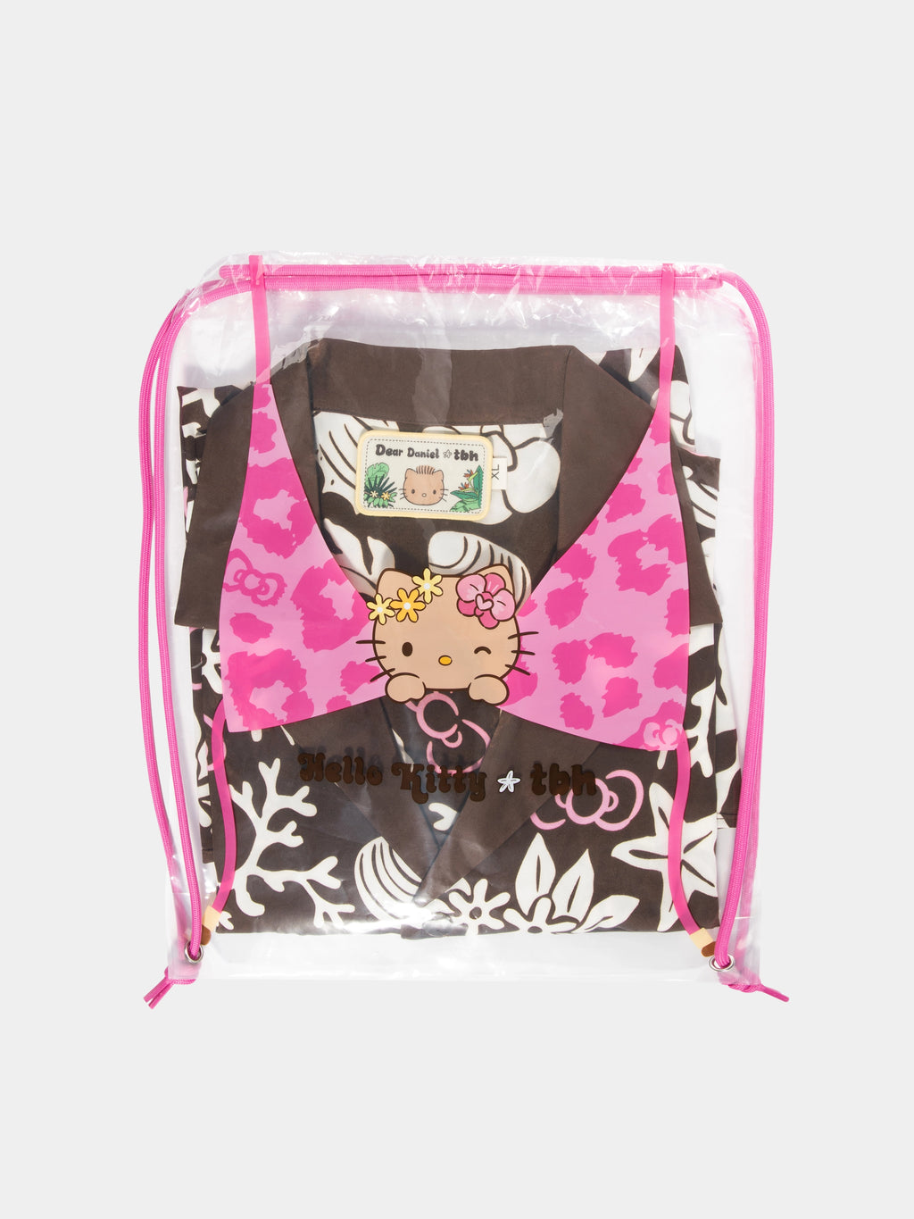 "Hello Kitty" Satin Loungewear Set Short Sleeve & Shorts – Coconut Brown