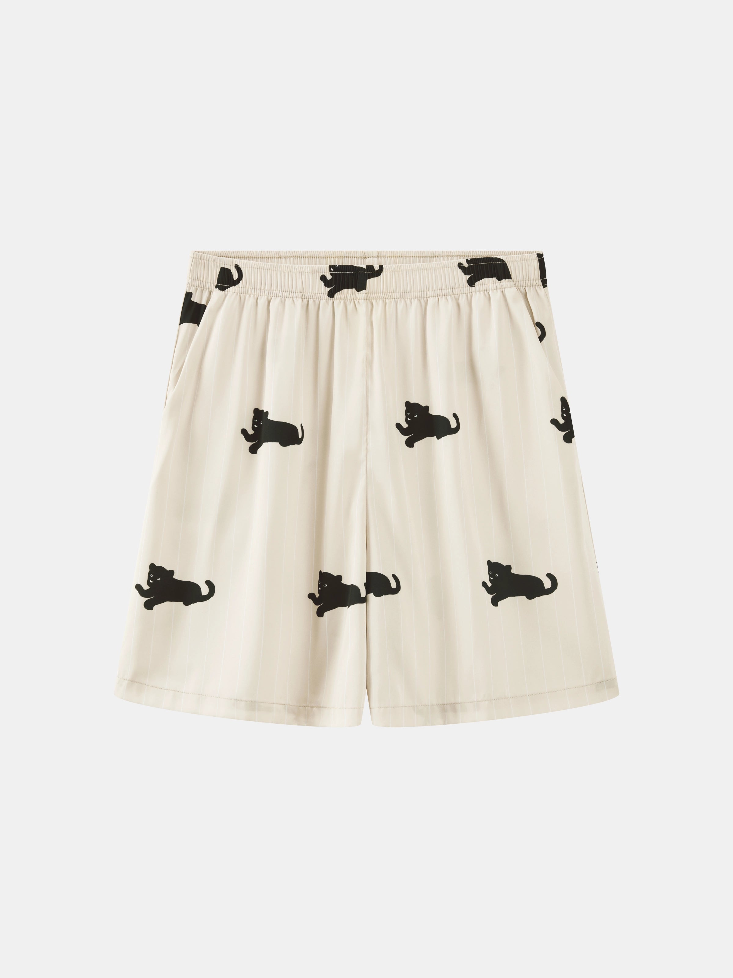 “Urban Jungle” Satin Short Sleeve Loungewear Set Camel