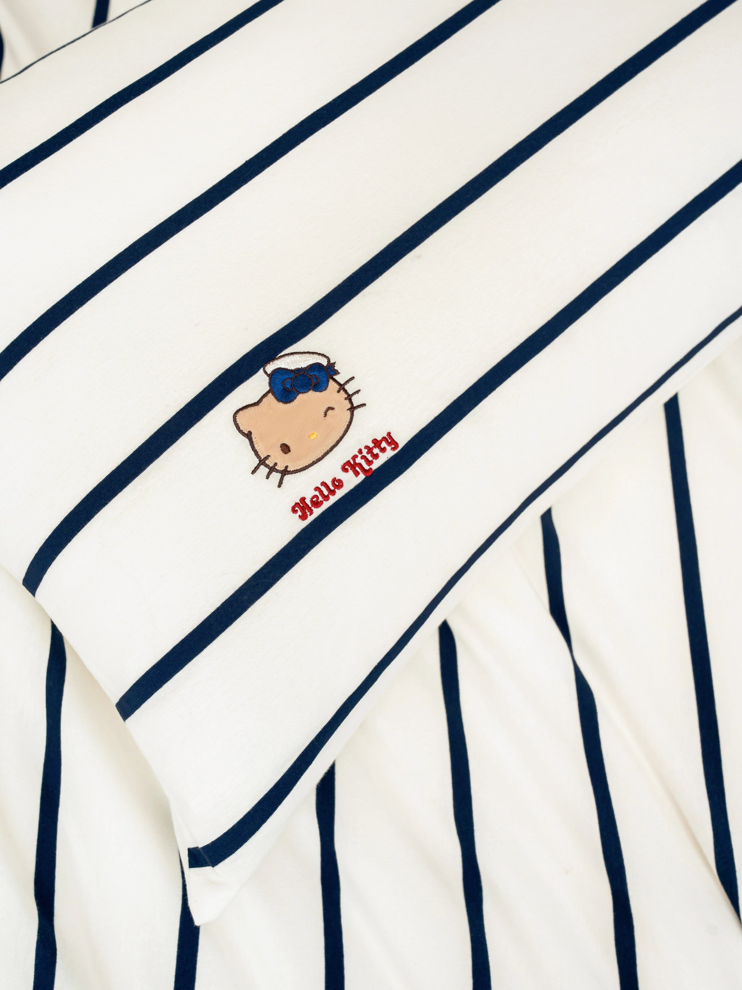 "Hello Kitty" Cotton Jersey Bedding Set – Breton Stripe