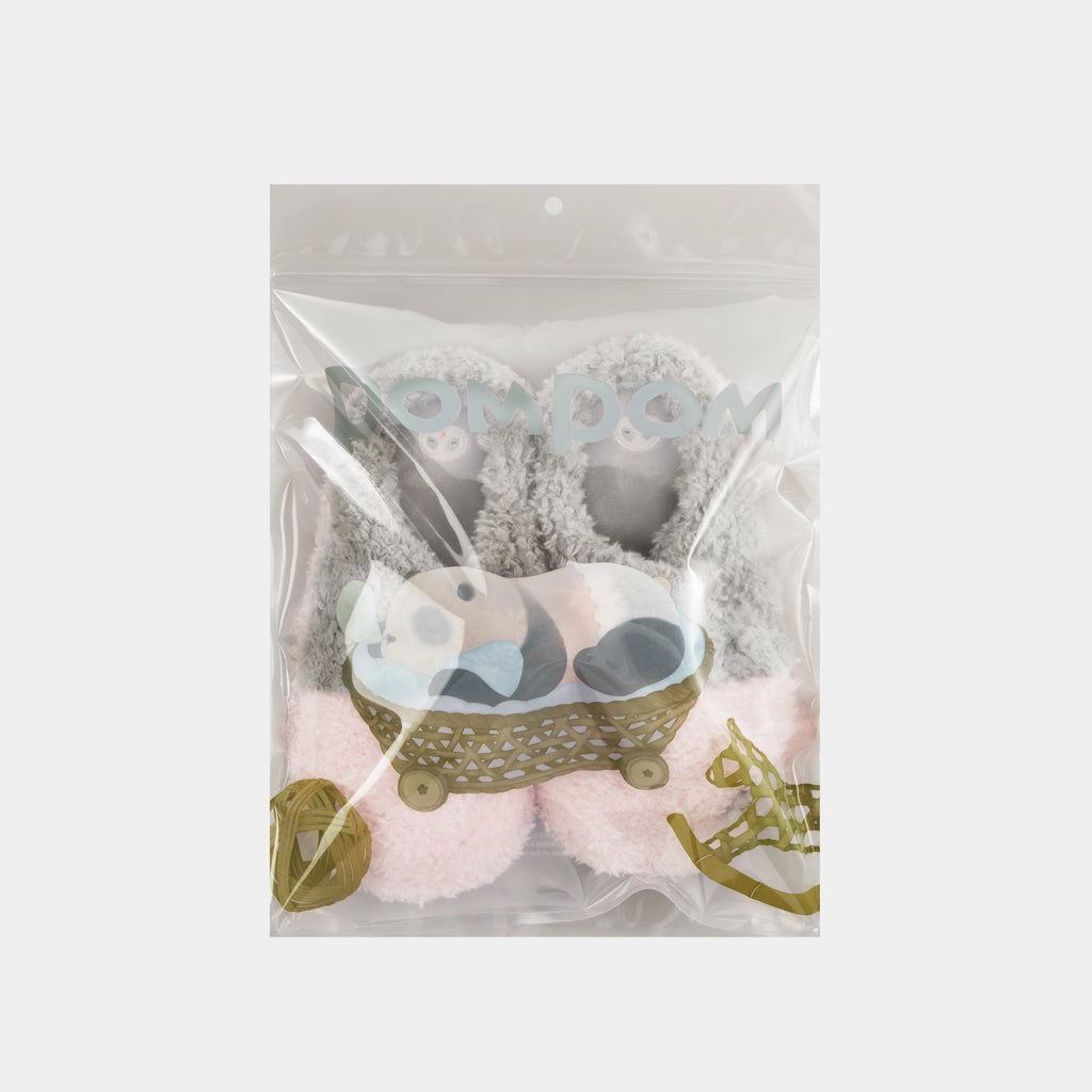 "Panda PomPom" Fluffy Slippers – Pink