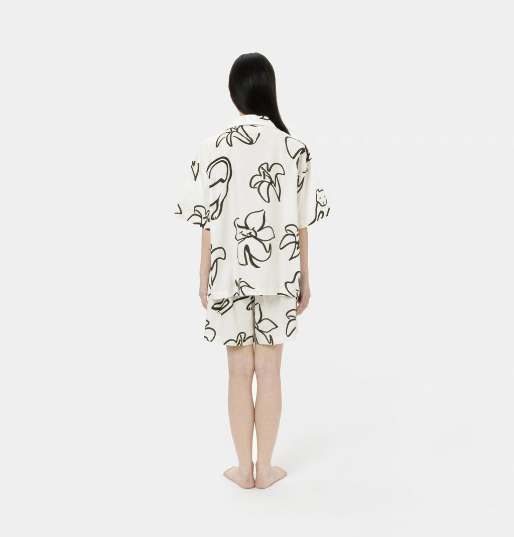 “Urban Jungle” Tencel Cotton Blend Short Sleeve Loungewear Set Black Panther and Lily