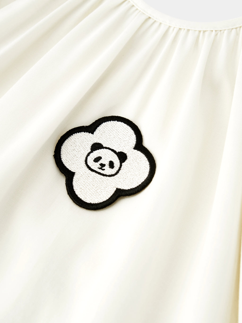 "Panda PomPom" Tencel Cotton Blend Slip Nightgown – Cream White