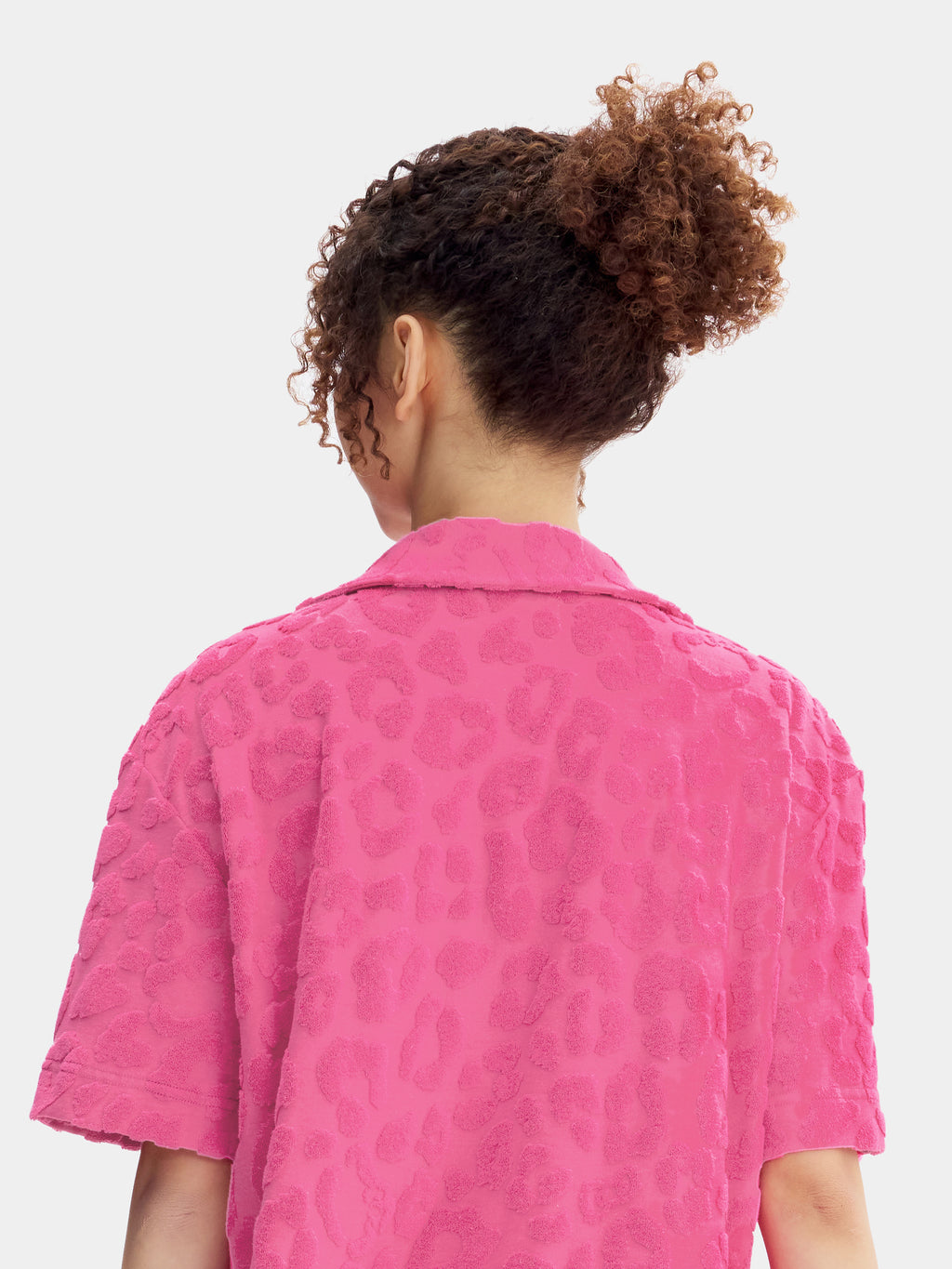"Hello Kitty" Terry Loungewear Set Short Sleeve & Shorts – Hot Pink Leopard