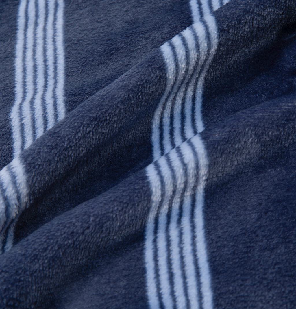 “Urban Jungle” Flannel Loungewear Set Dark Blue Stripes
