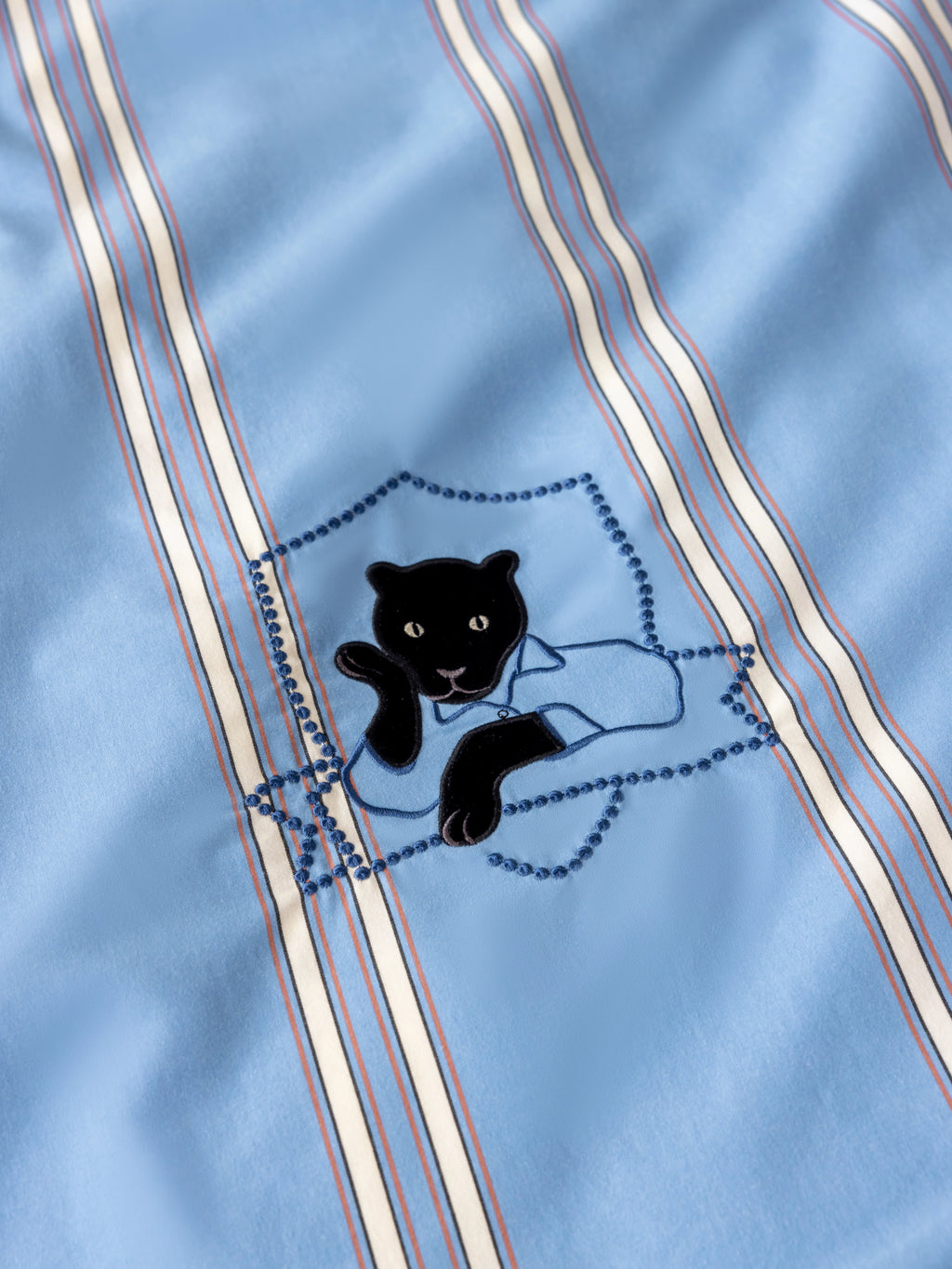 "Urban Jungle" Black Panther Yarn-Dyed Cotton Bedding Set – Blue