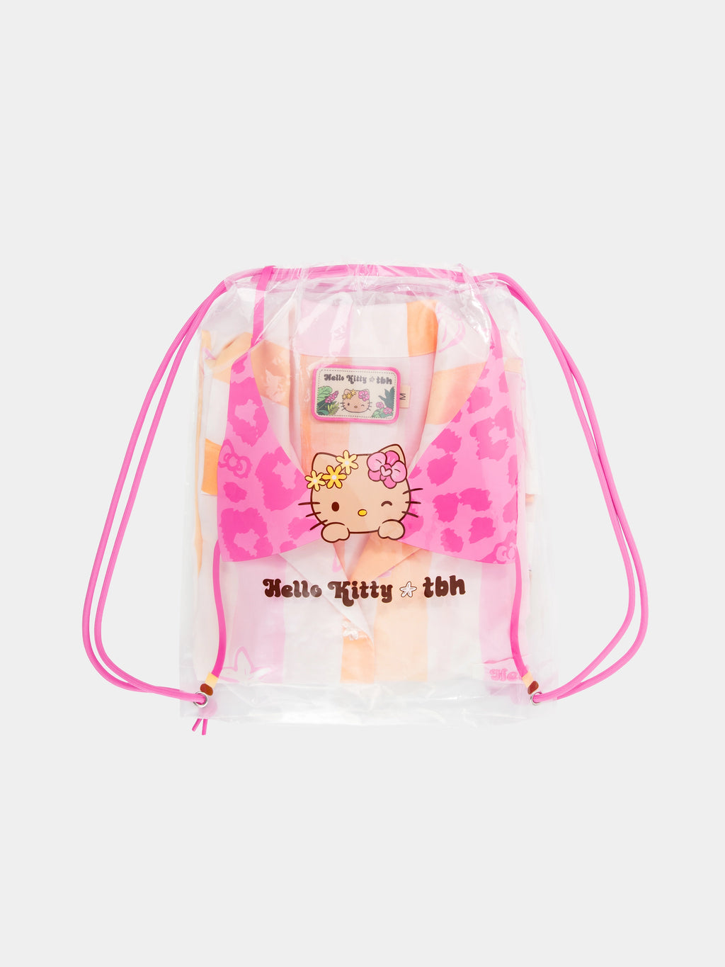 "Hello Kitty" Tencel Cotton Blend Loungewear Set Short Sleeve & Shorts – Coral Pink