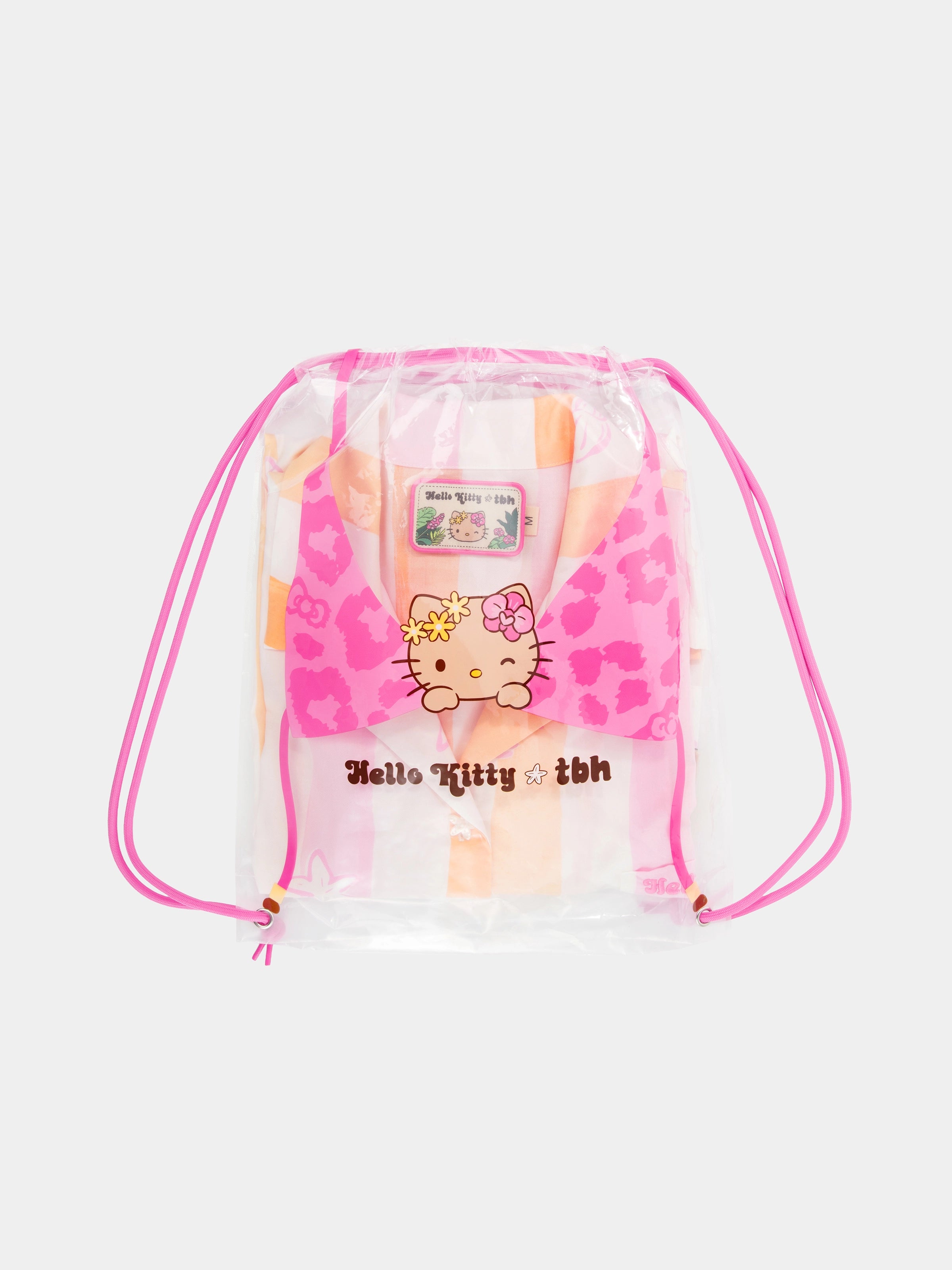 "Hello Kitty" Tencel Cotton Blend Loungewear Set Short Sleeve & Shorts – Coral Pink