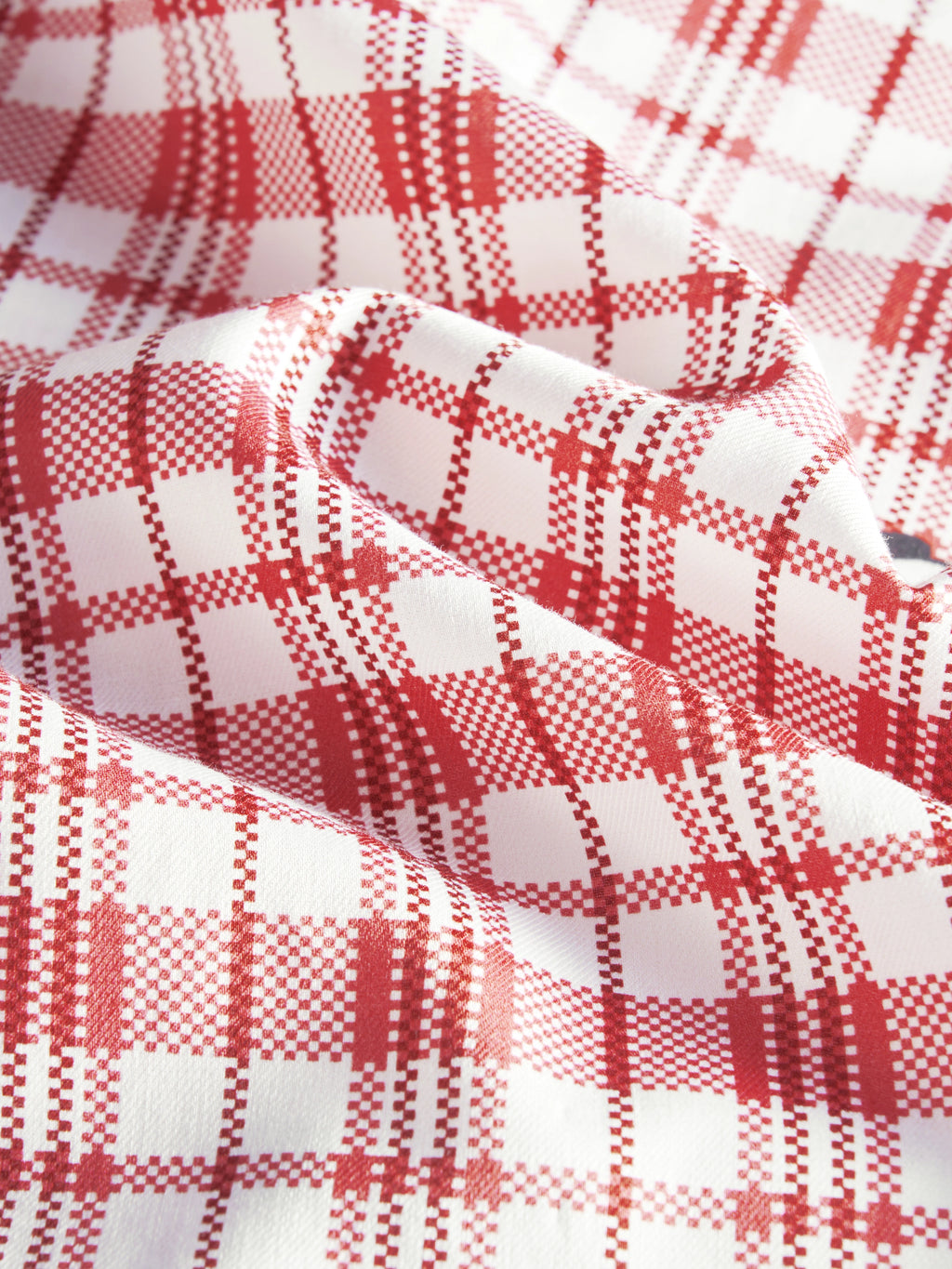 "Panda PomPom" Tencel Cotton Blend Short Sleeve Loungewear Set – Red Grid