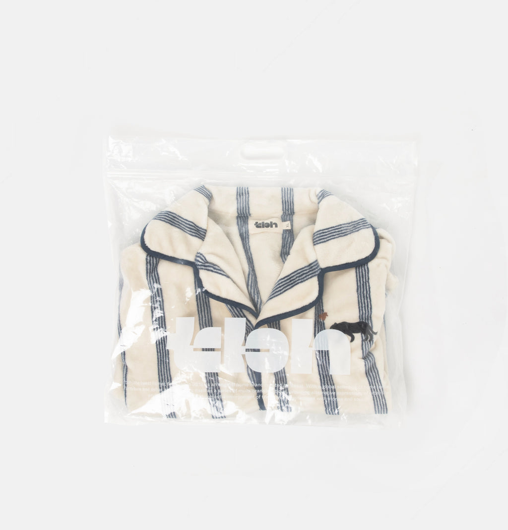 “Urban Jungle” Flannel Loungewear Set Beige Stripes