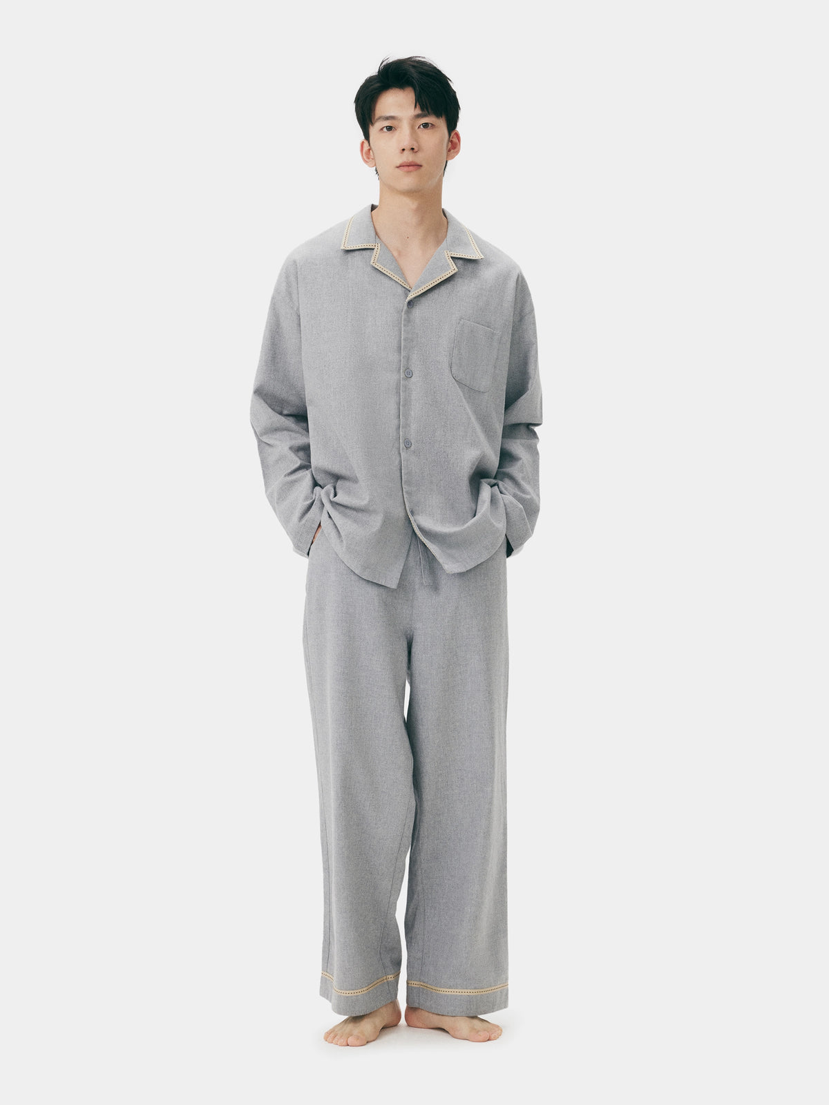 "Frame" Australian Wool-Cotton Loungewear Set – Heather Grey