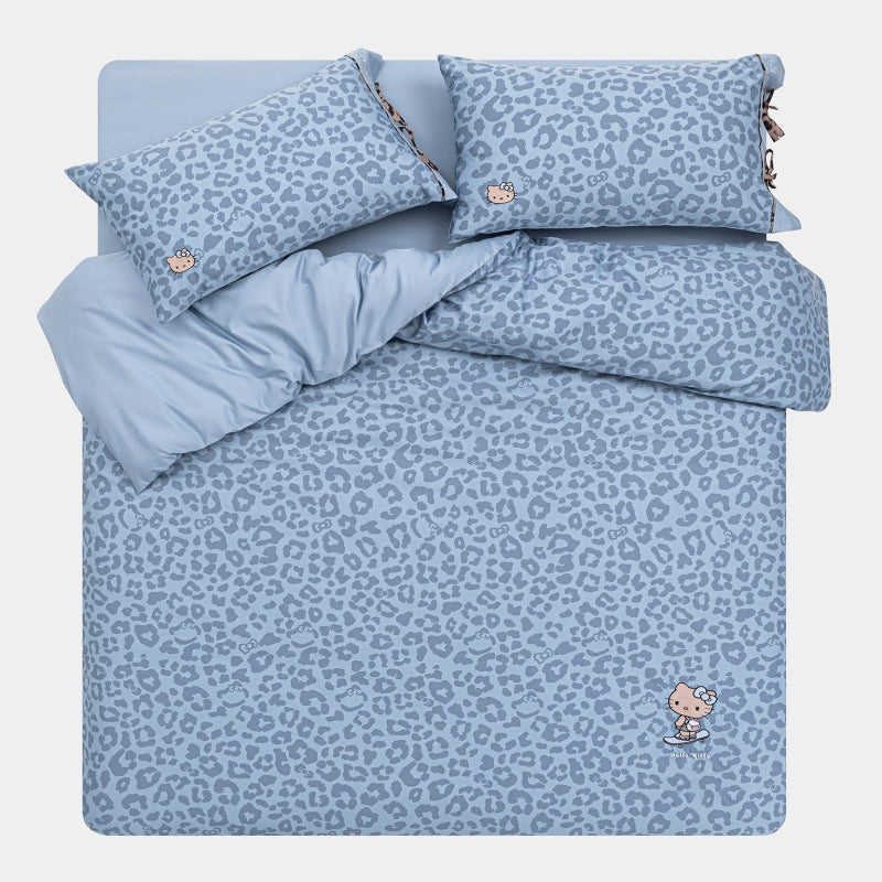 "Hello Kitty" Cotton Sateen Bedding Set – Denim Leopard