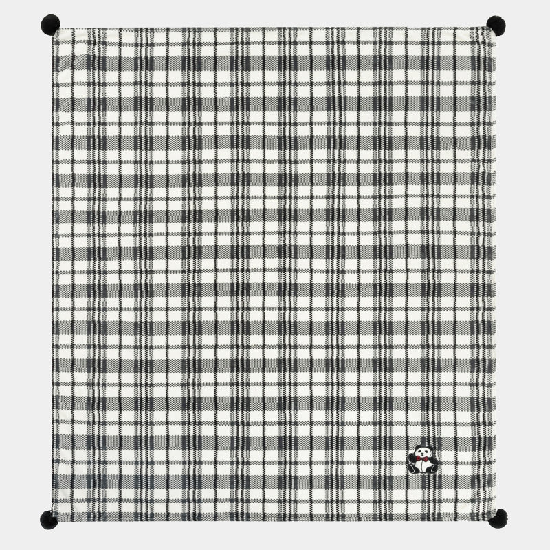 "Panda PomPom" Flannel Cozy Scented Blanket Black Grid