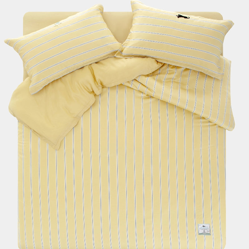 "Urban Jungle" Black panther Tencel Bedding Set – Dandelion Yellow