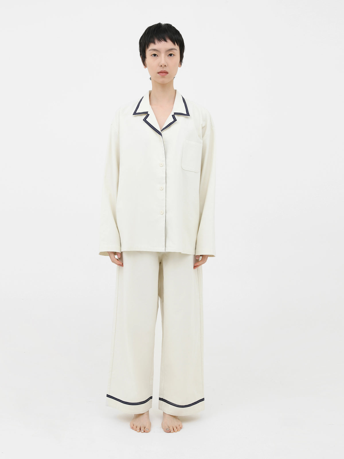 "Frame" Wool-Cotton Loungewear Set – Cream White