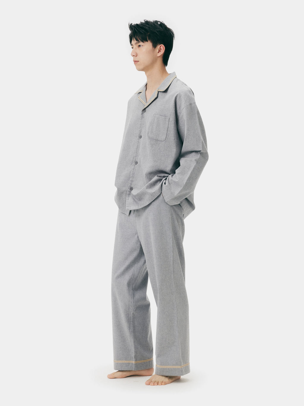 "Frame" Australian Wool-Cotton Loungewear Set – Heather Grey