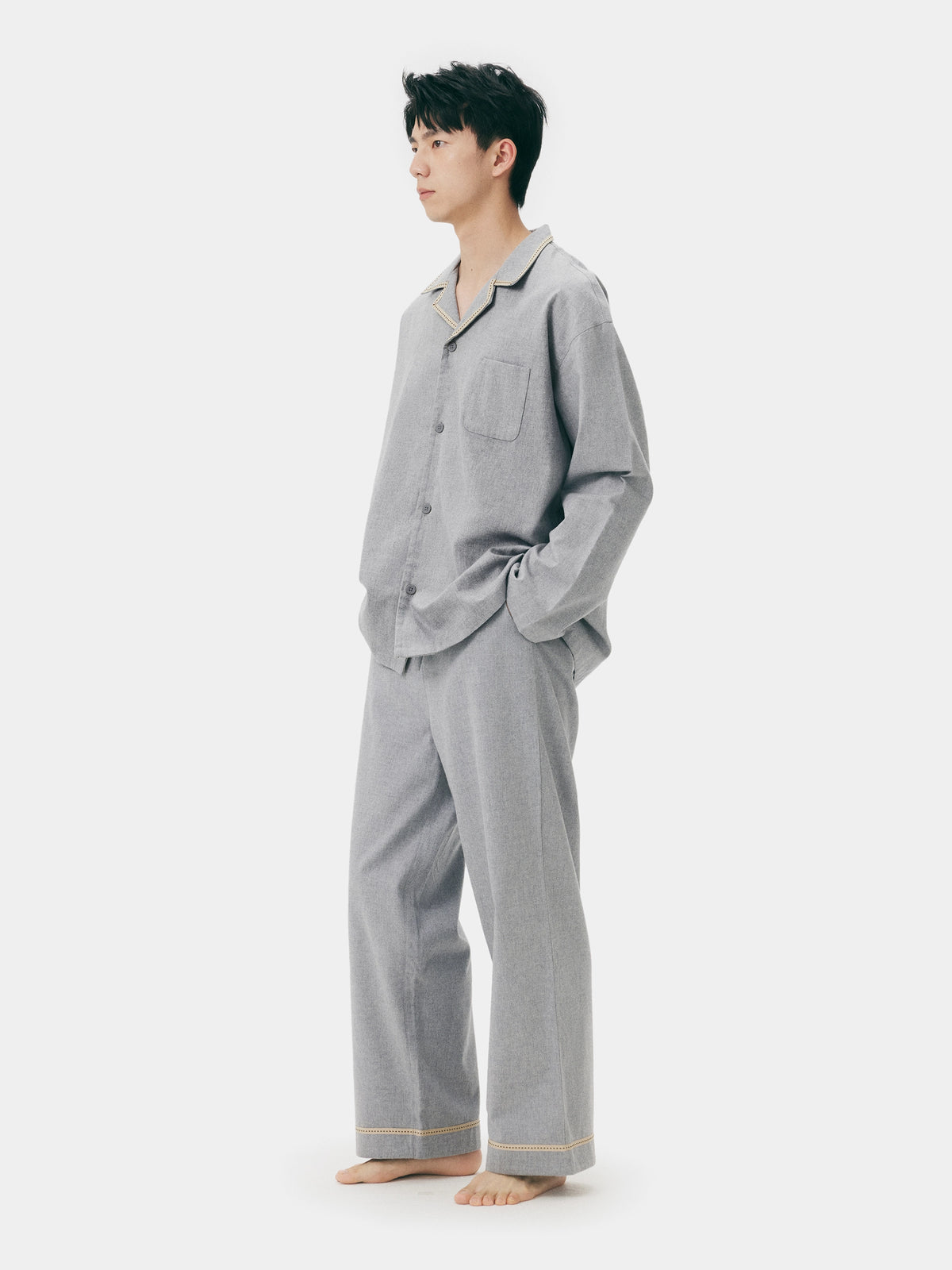 "Frame" Australian Wool-Cotton Loungewear Set – Heather Grey