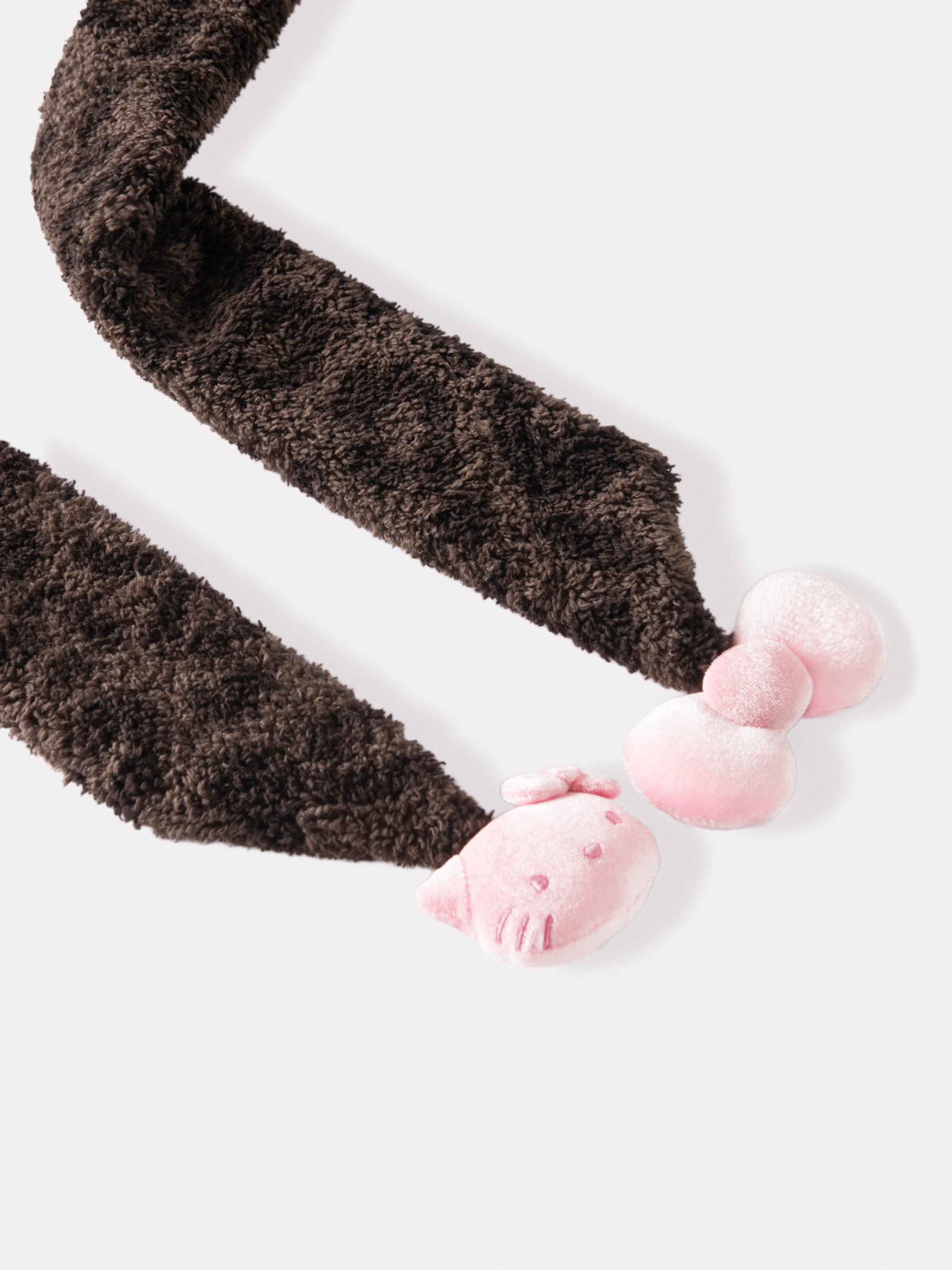 "Hello Kitty" Polar Fleece Standing Collar Loungewear Top Choco