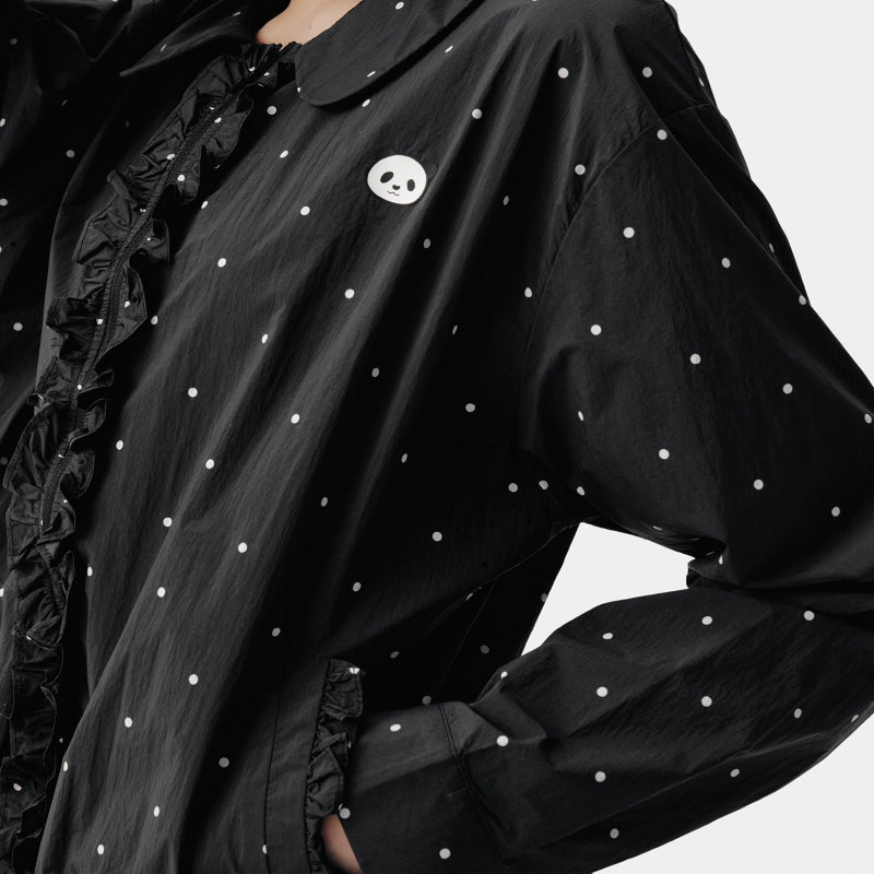 "Panda PomPom" Sun-pretective Outdoor Jacket Black Polka Dot