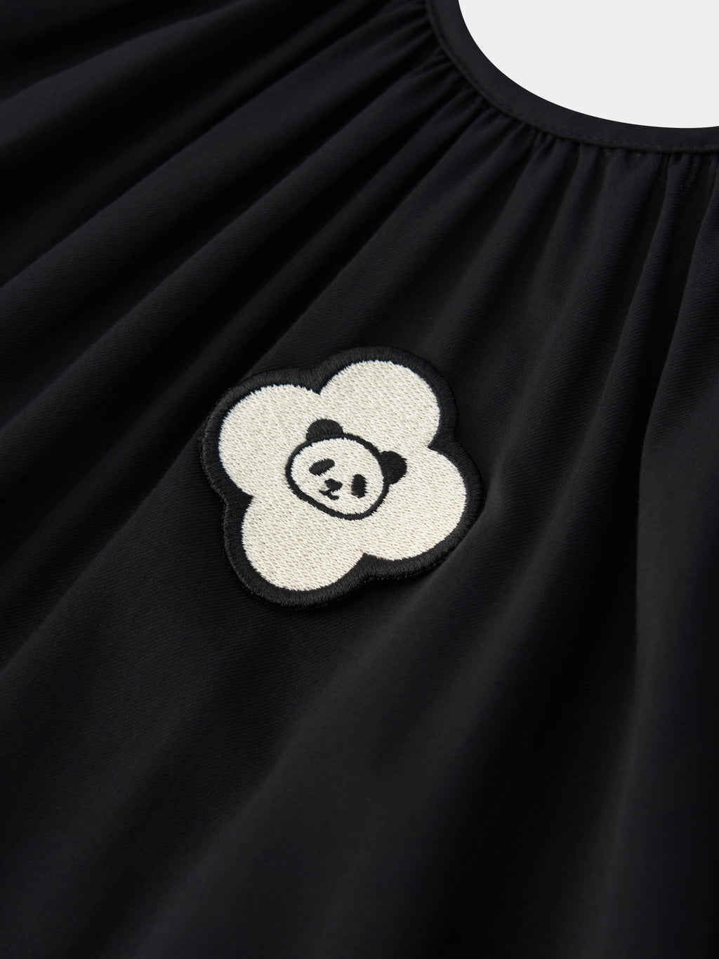 "Panda PomPom" Tencel Cotton Blend Slip Nightgown – Black