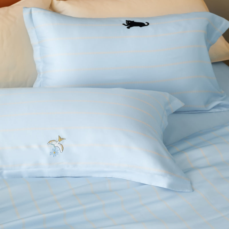 "Urban Jungle" Black Panther Tencel Bedding Set – Water Blue
