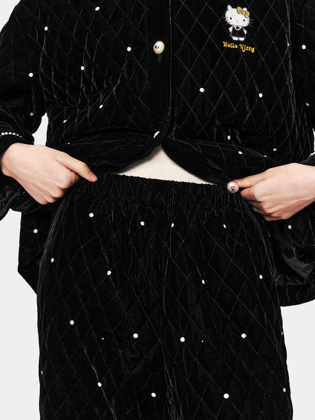 "Hello Kitty" Velvet Quilted Loungewear Set – Argyle