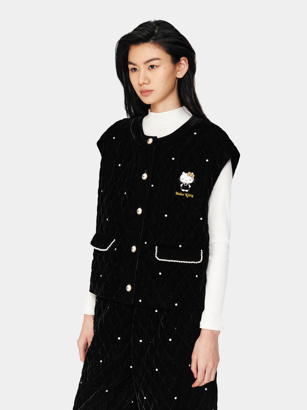 "Hello Kitty" Velvet Quilted Loungewear Vest – Argyle