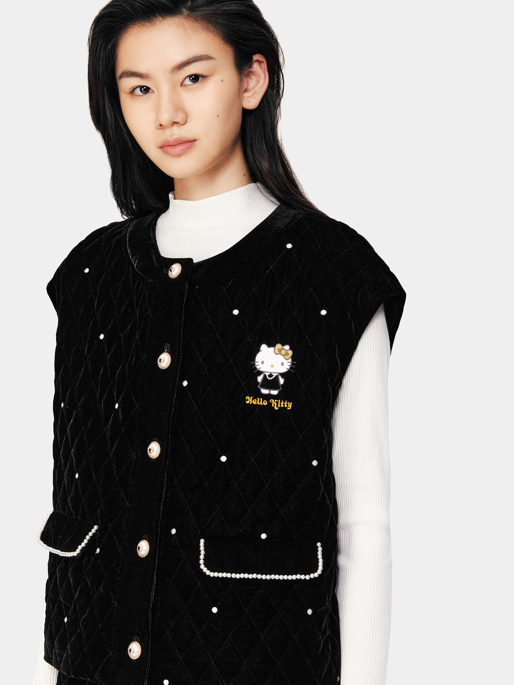 "Hello Kitty" Velvet Quilted Loungewear Vest – Argyle