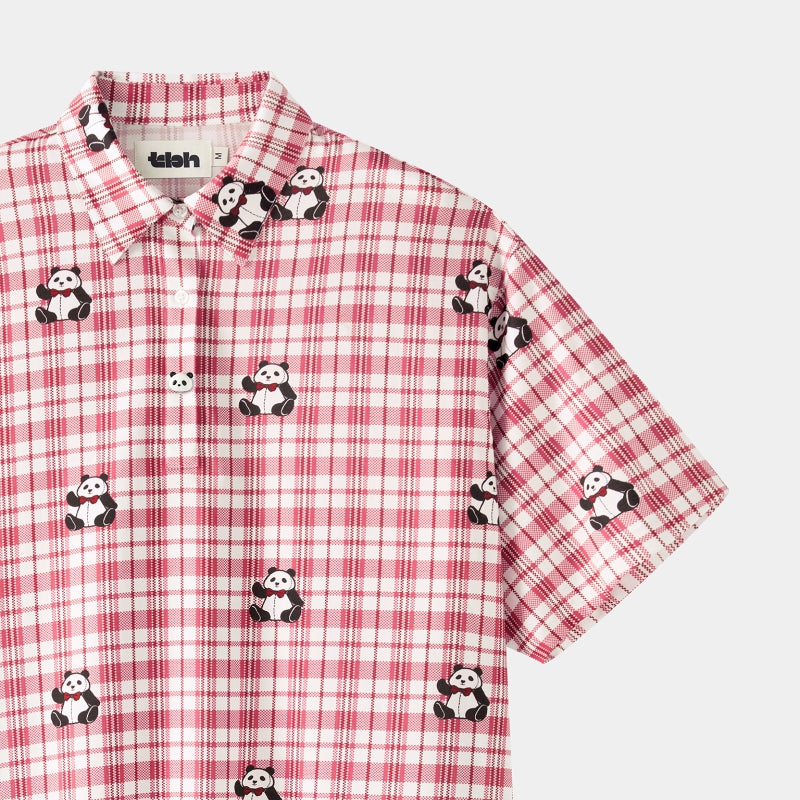 "Urban Jungle" Tencel Cotton Blend Short Sleeve Nightgown – Red Grid