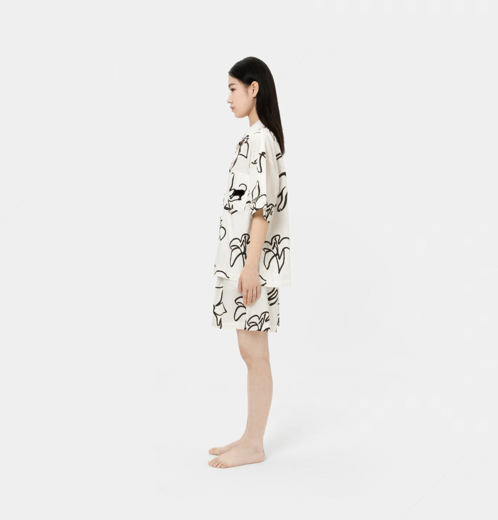 “Urban Jungle” Tencel Cotton Blend Short Sleeve Loungewear Set Black Panther and Lily