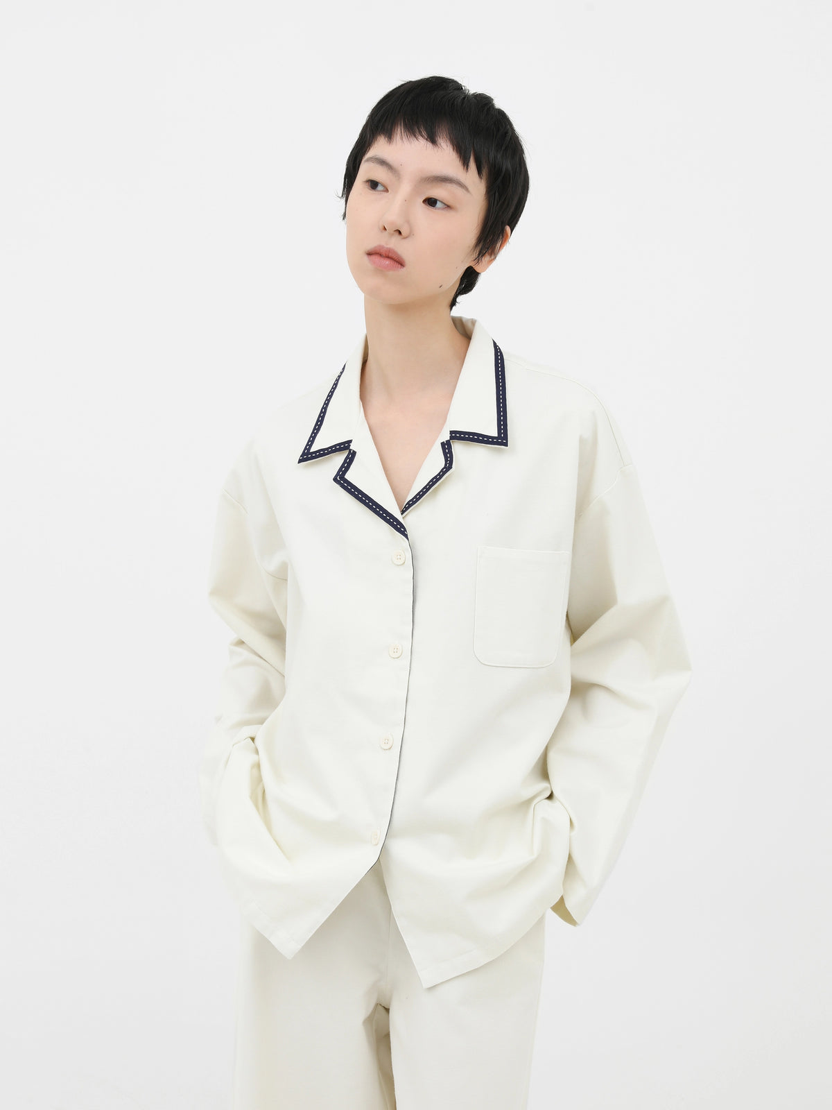 "Frame" Wool-Cotton Loungewear Set – Cream White