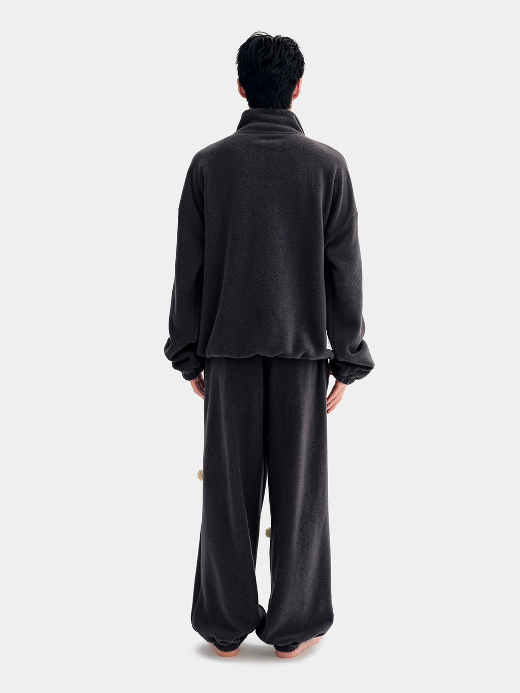 "panda pompom" Polar Fleece Pullover Loungewear Set Long Sleeve – Ink Black